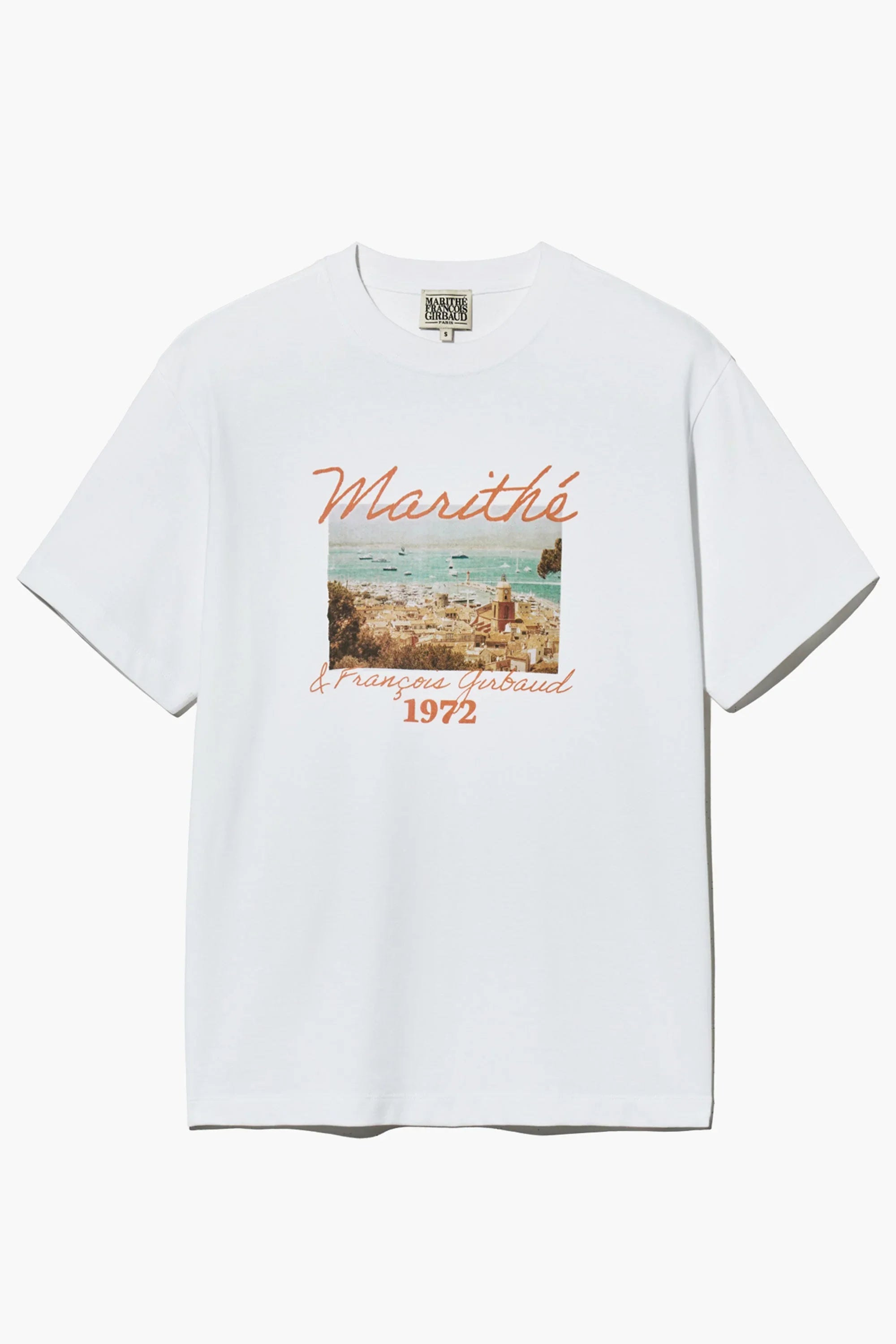 Beach Collage Graphic Half Tee White