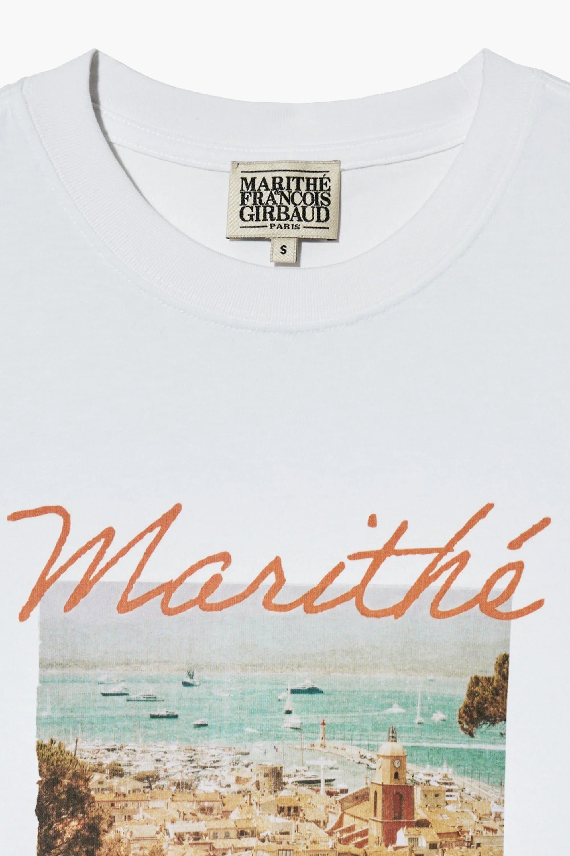 Beach Collage Graphic Half Tee White