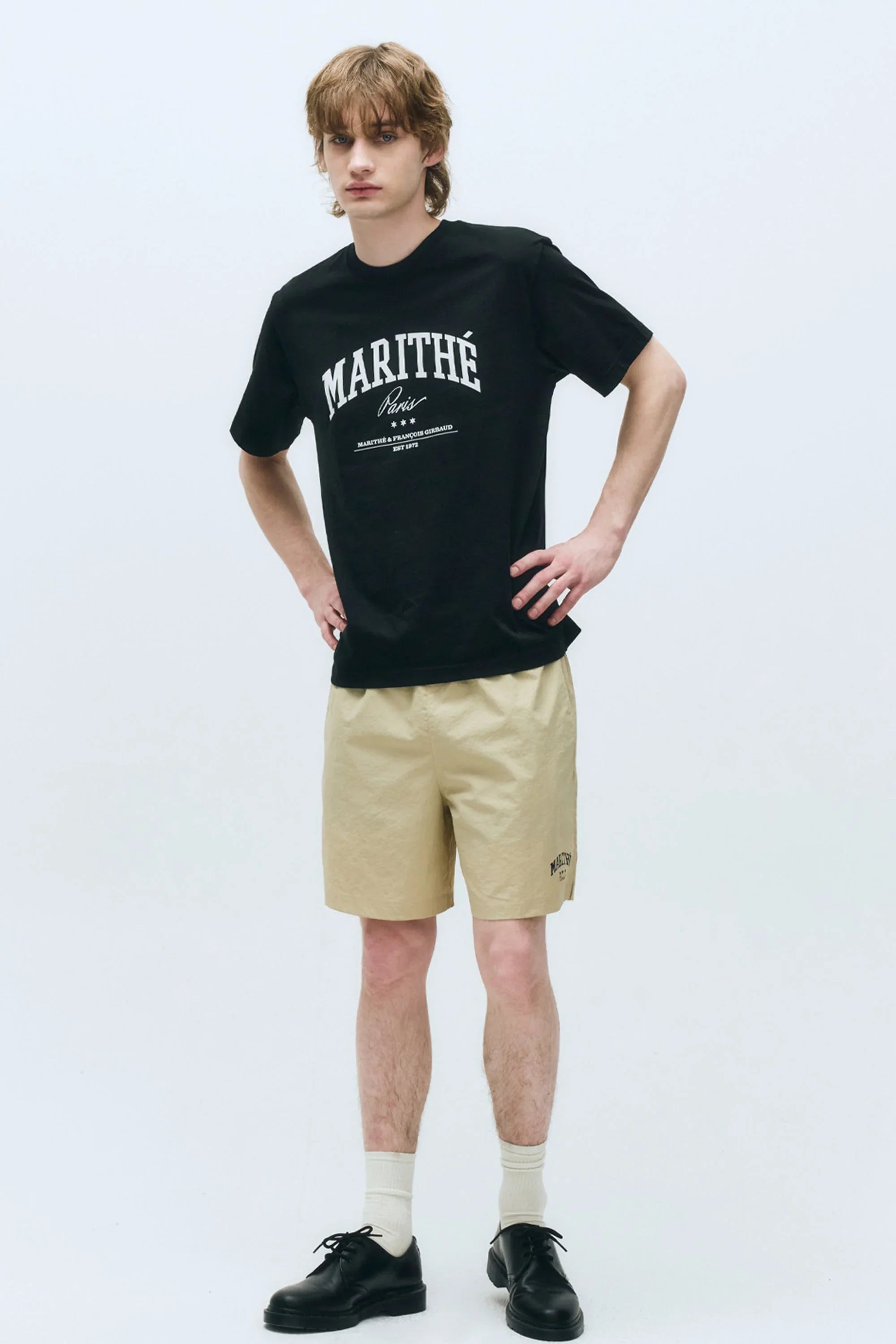 Varsity Tee Nylon Short Set-Up Black