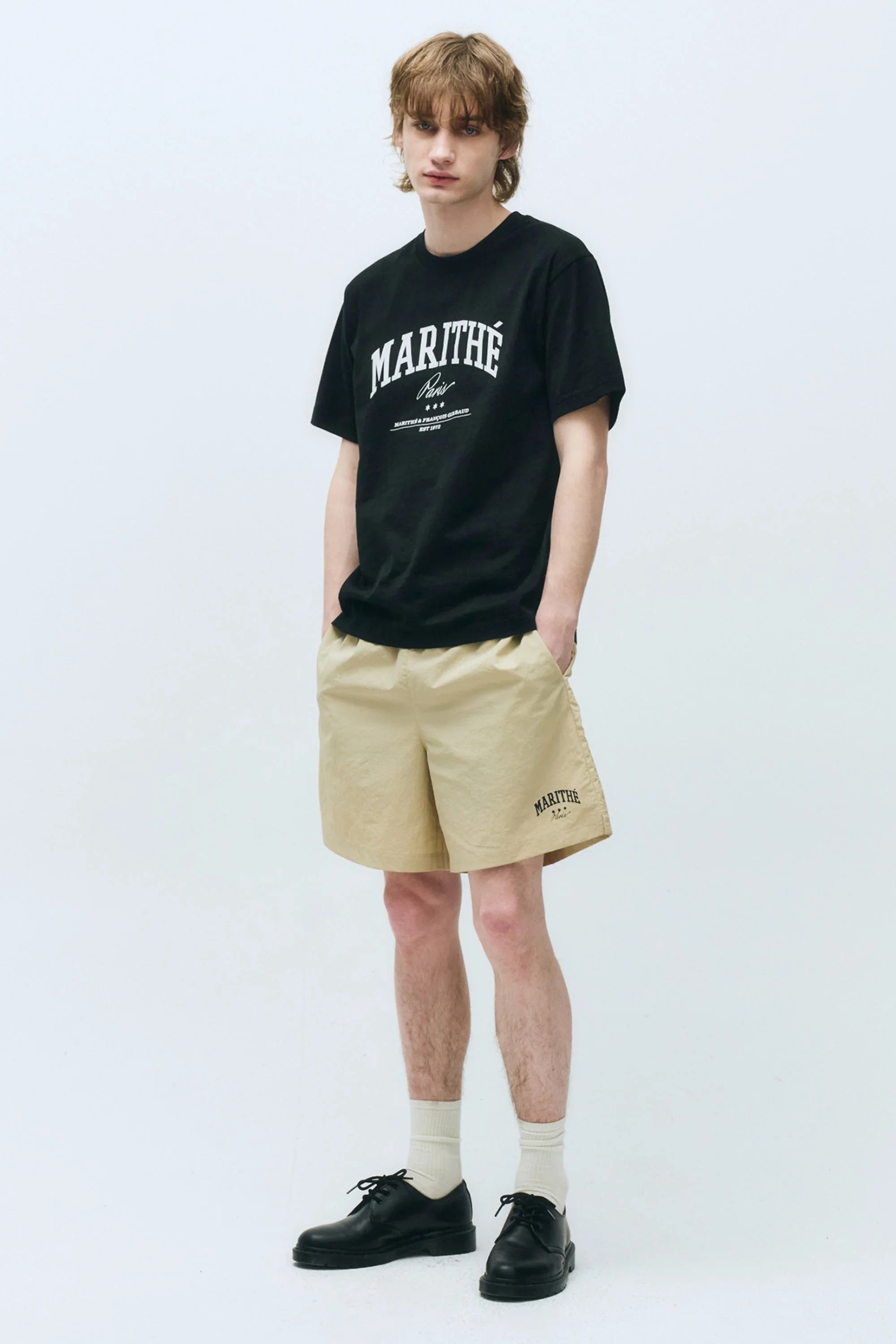 Varsity Tee Nylon Short Set-Up Black