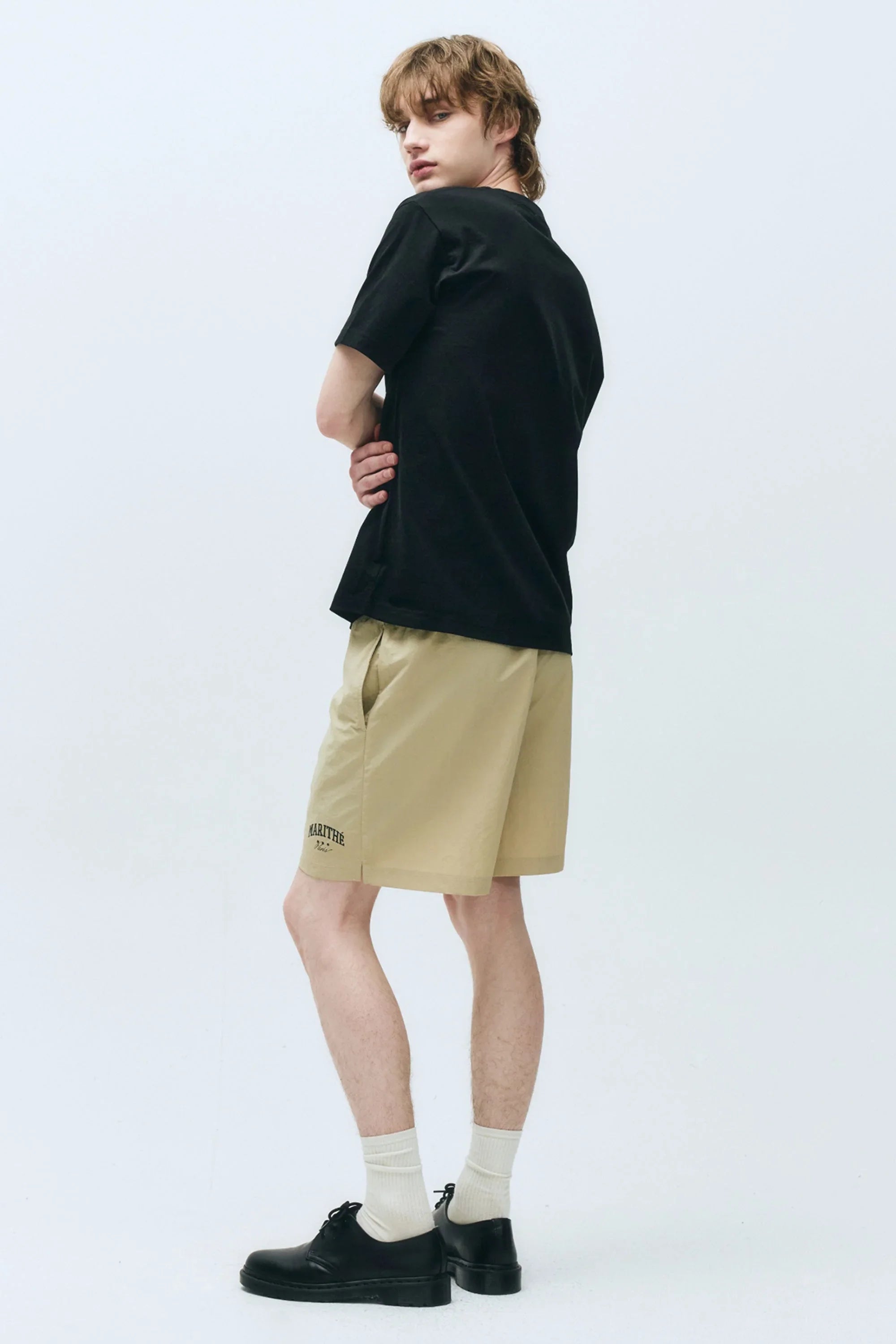 Varsity Tee Nylon Short Set-Up Black