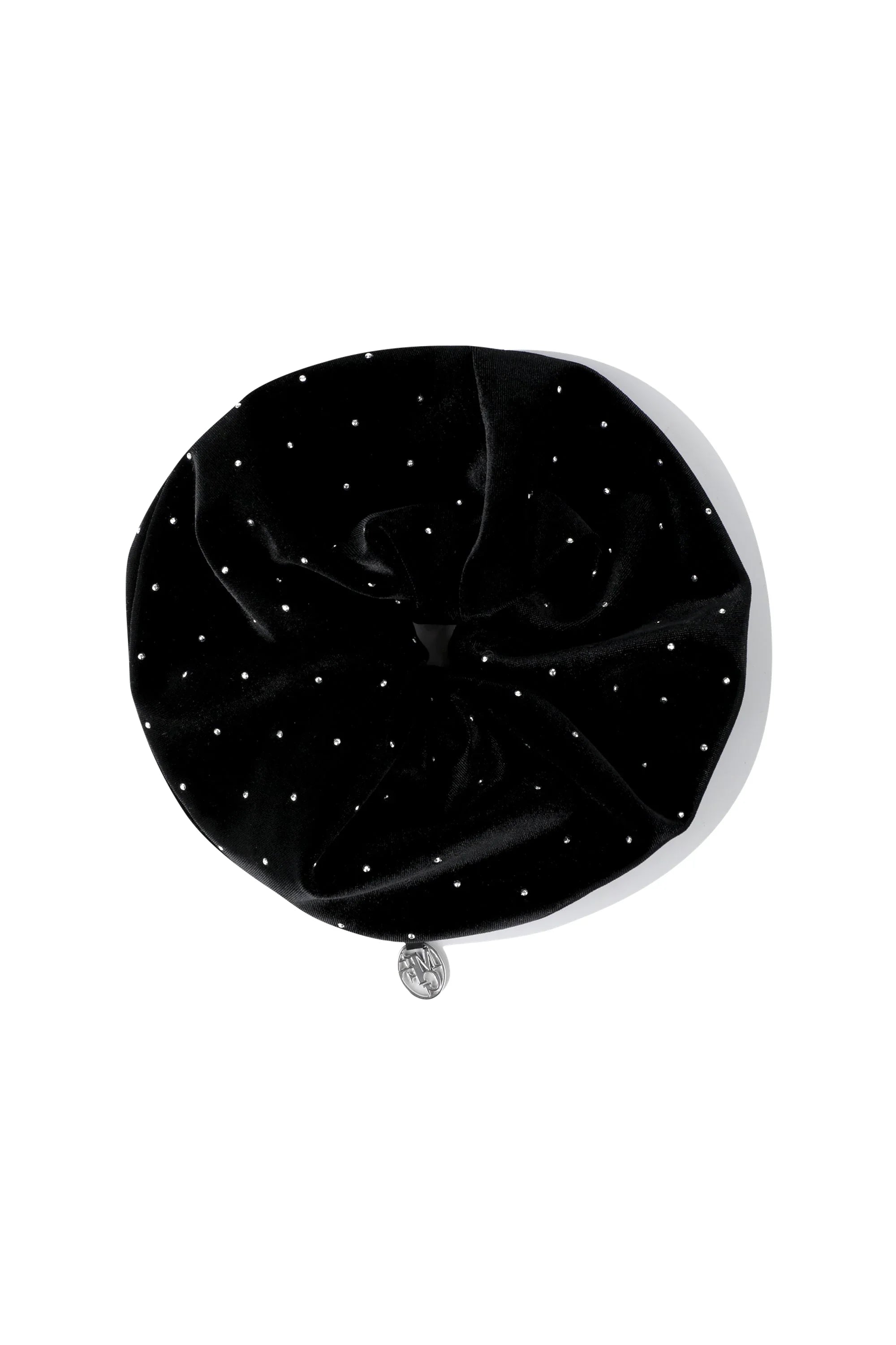 Circle Logo Shiny Velvet Scrunchie Black