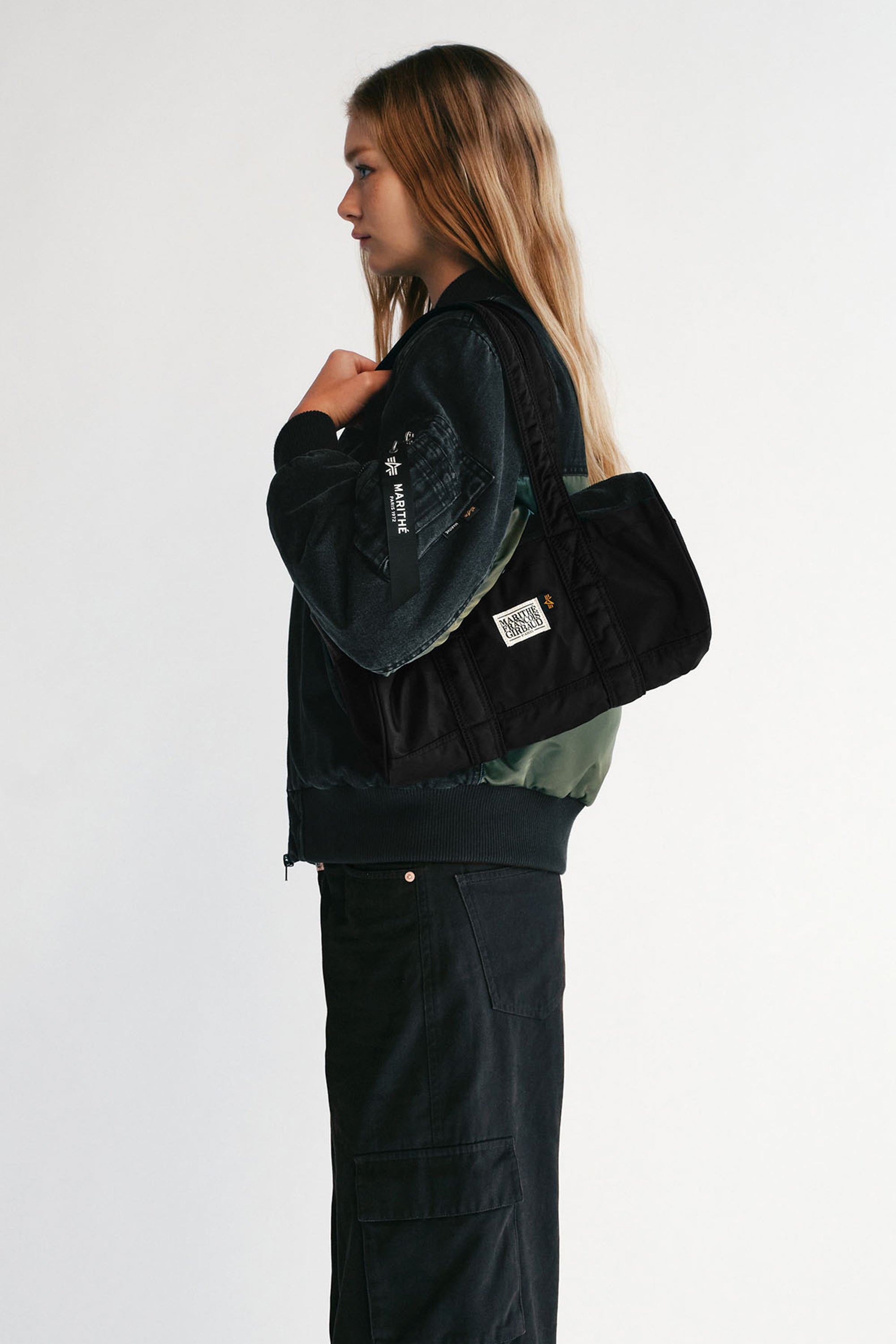 Marithe X Alpha Industries Classic Logo Nylon Duffle Bag Black