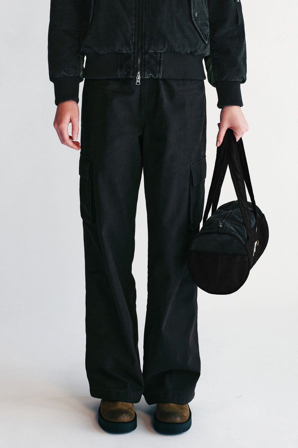 Marithe X Alpha Industries Classic Logo Nylon Duffle Bag Black