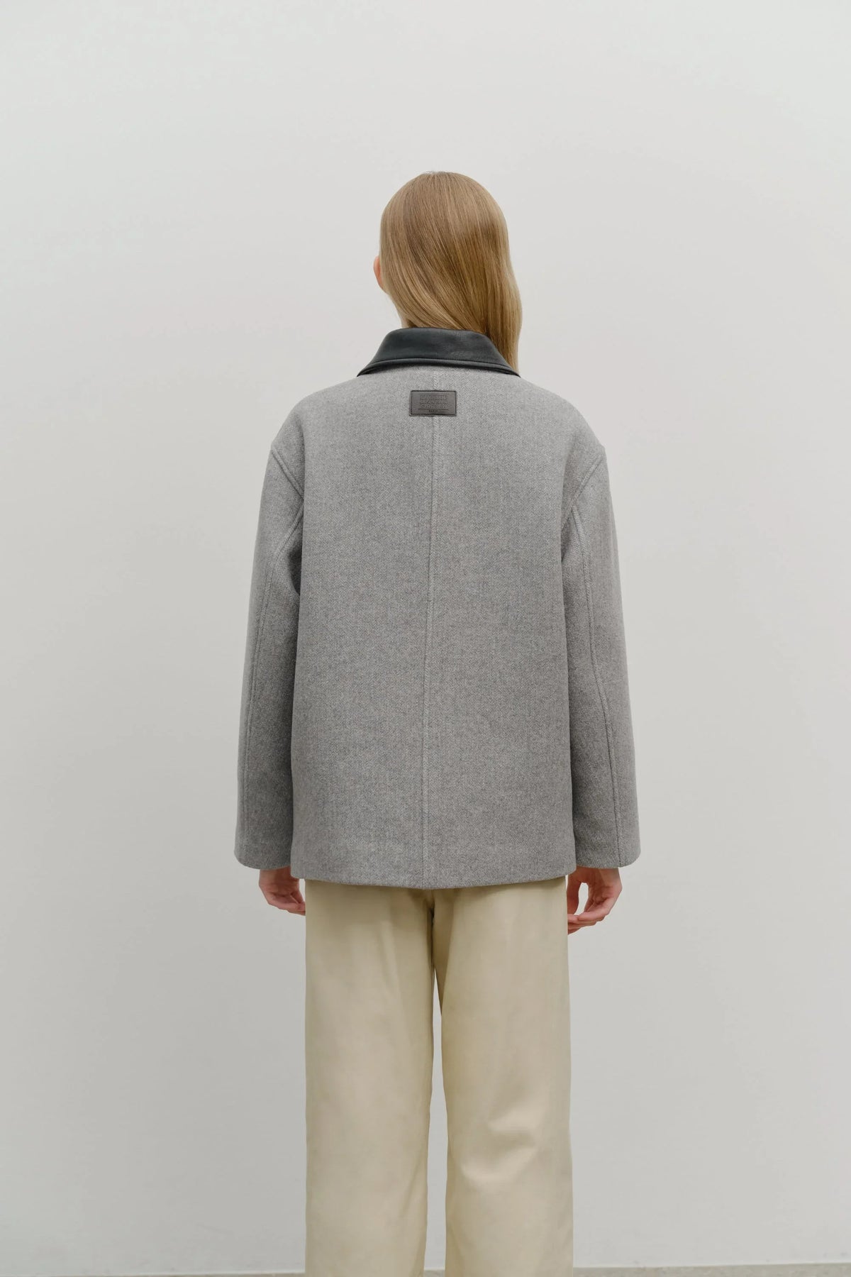 Collar Point Half Coat Gray