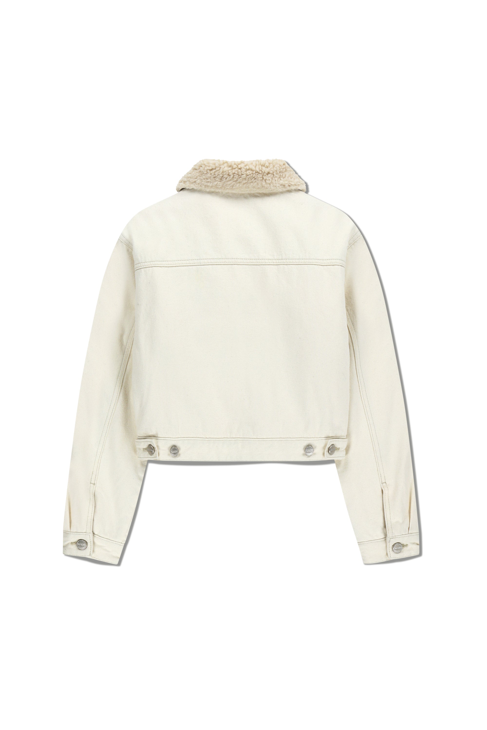 W Crop Shearling Denim Jacket Ecru