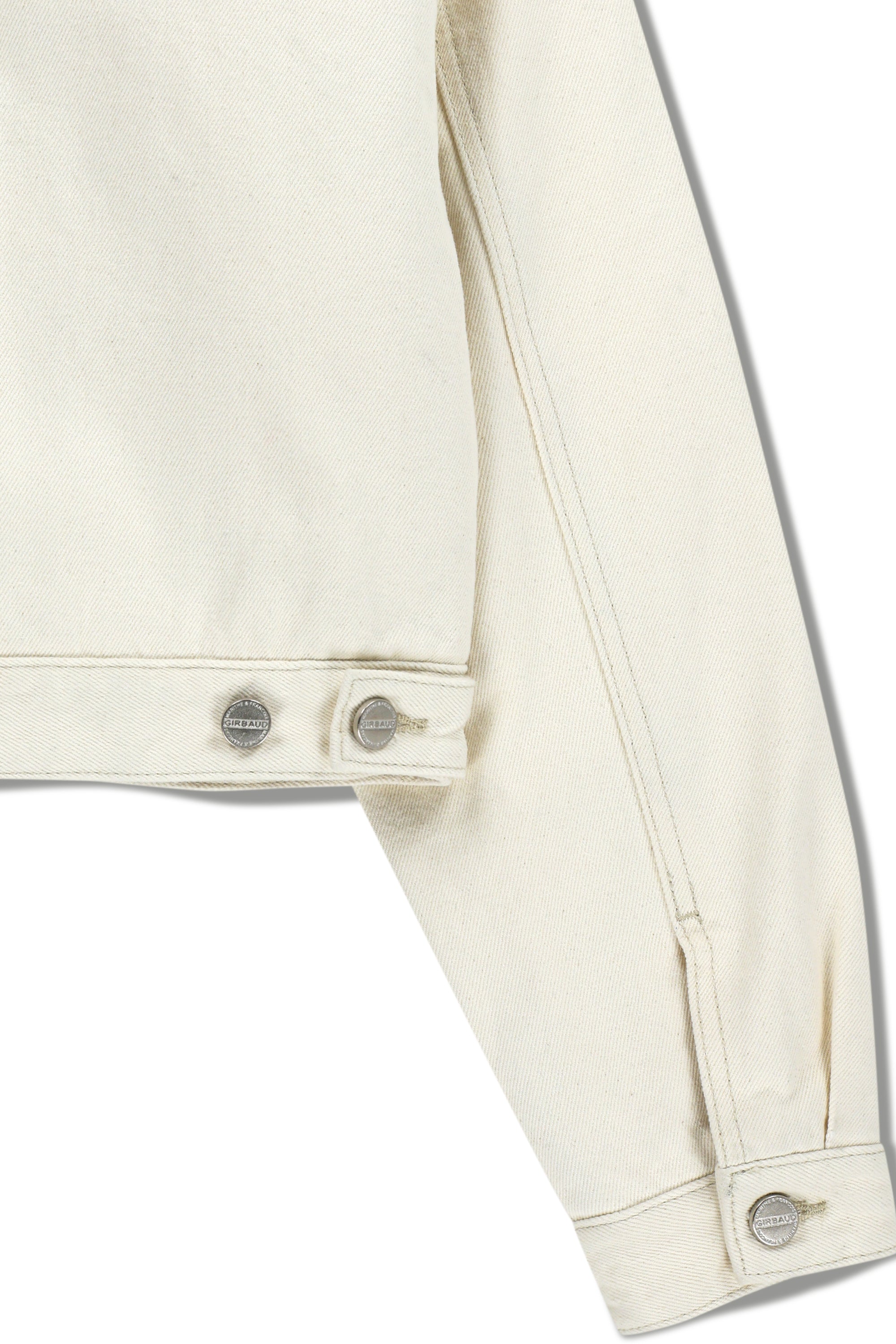 W Crop Shearling Denim Jacket Ecru