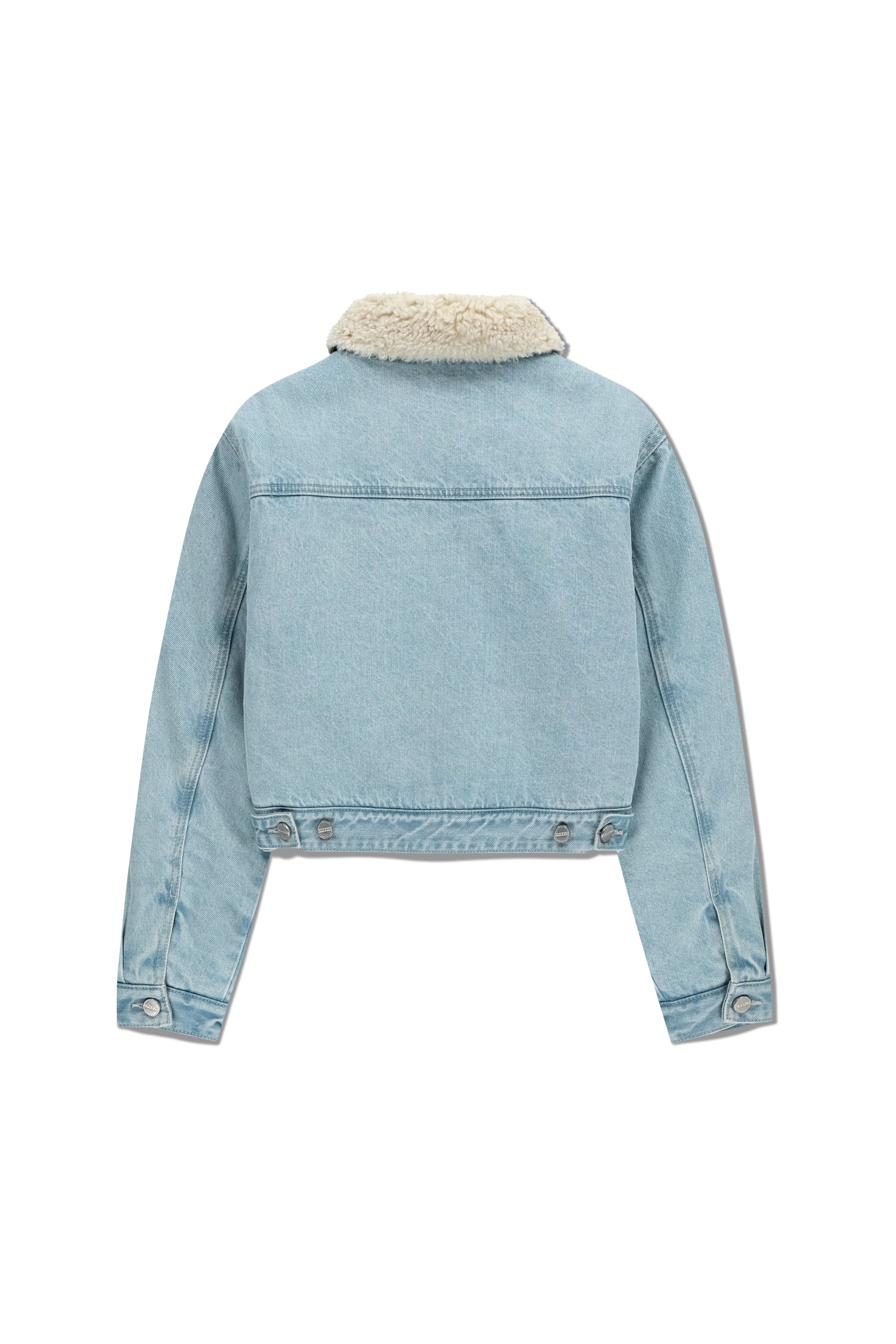 W Crop Shearling Denim Jacket Light Blue