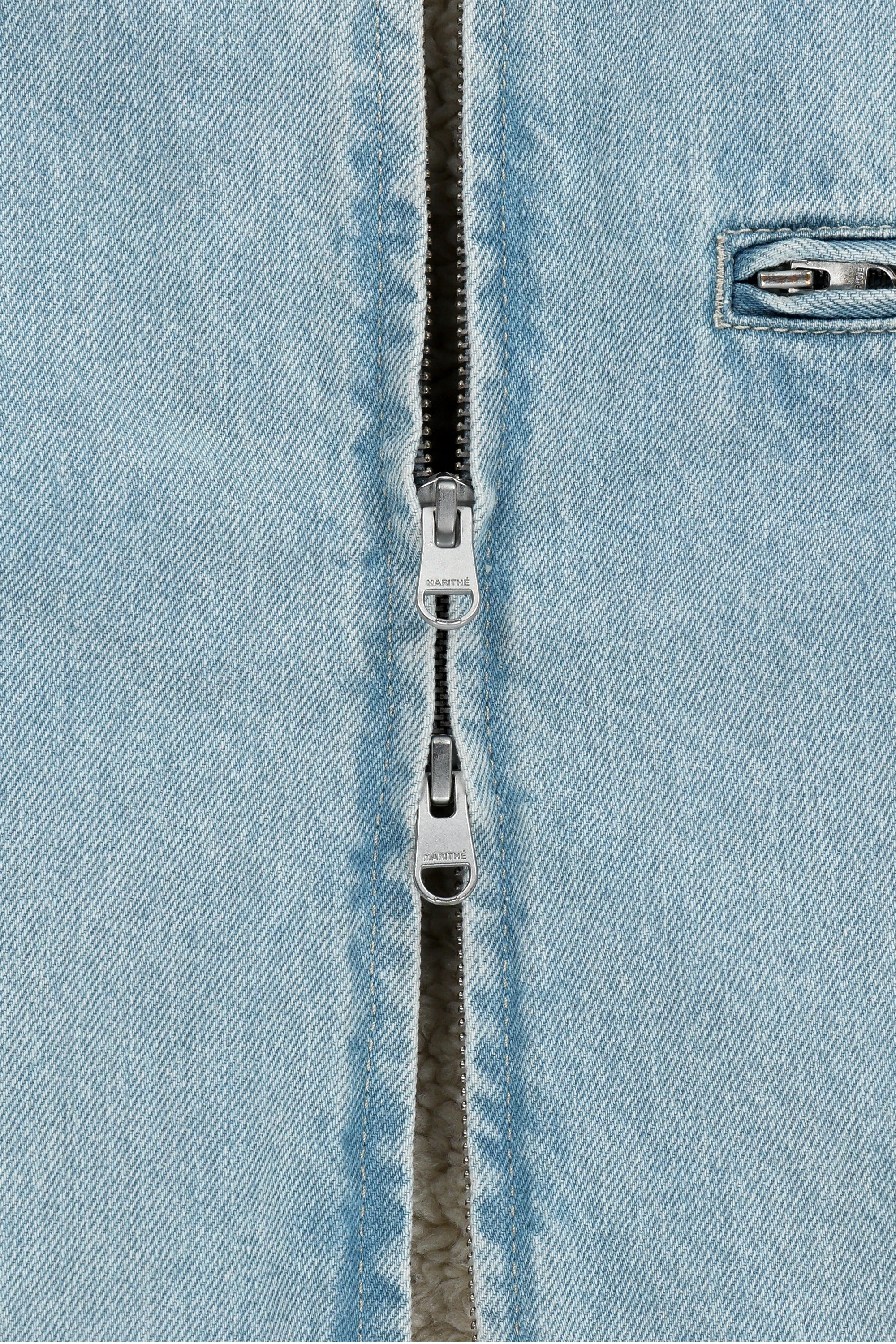 W Crop Shearling Denim Jacket Light Blue