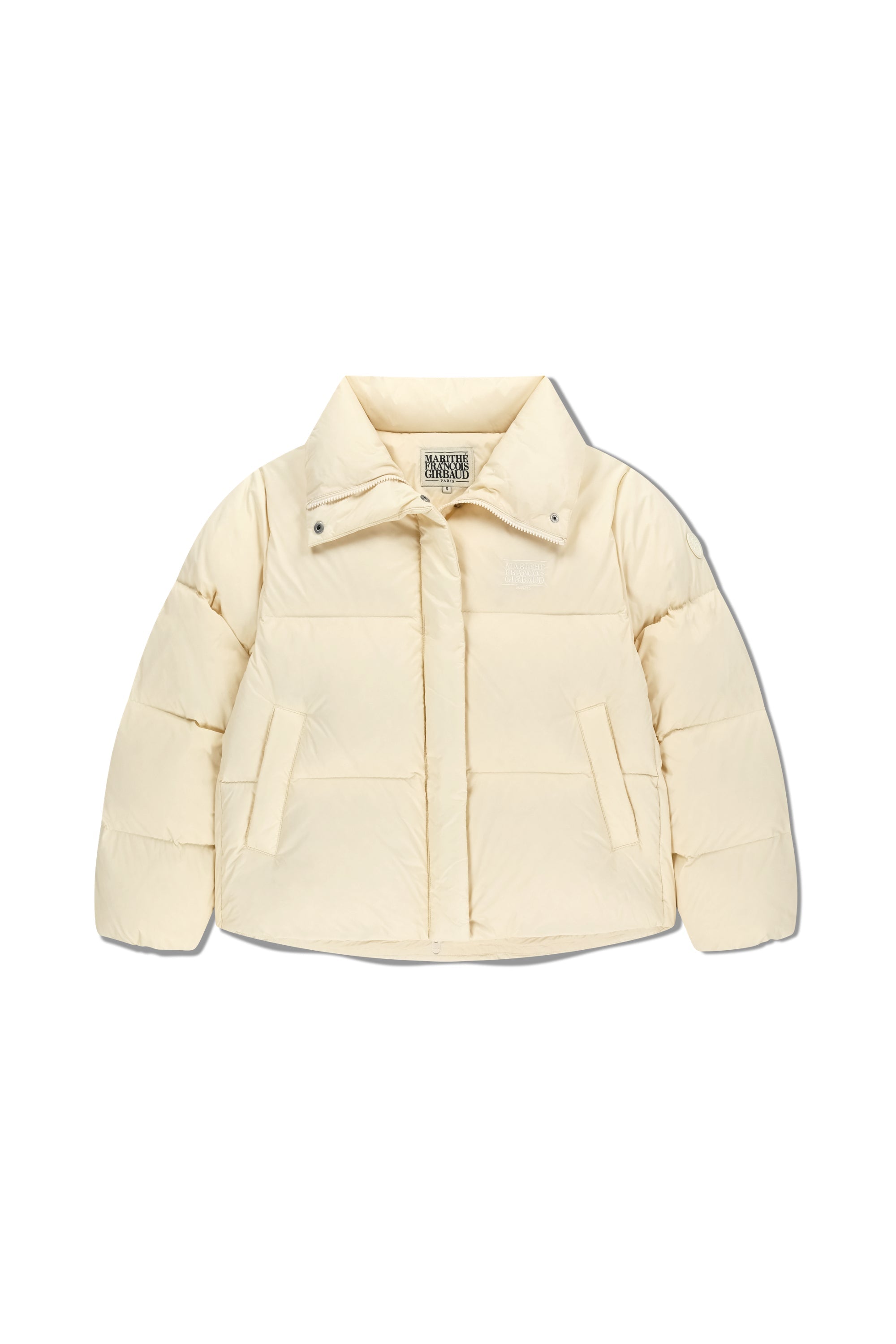 W Wide Collar Down Jacket Cream