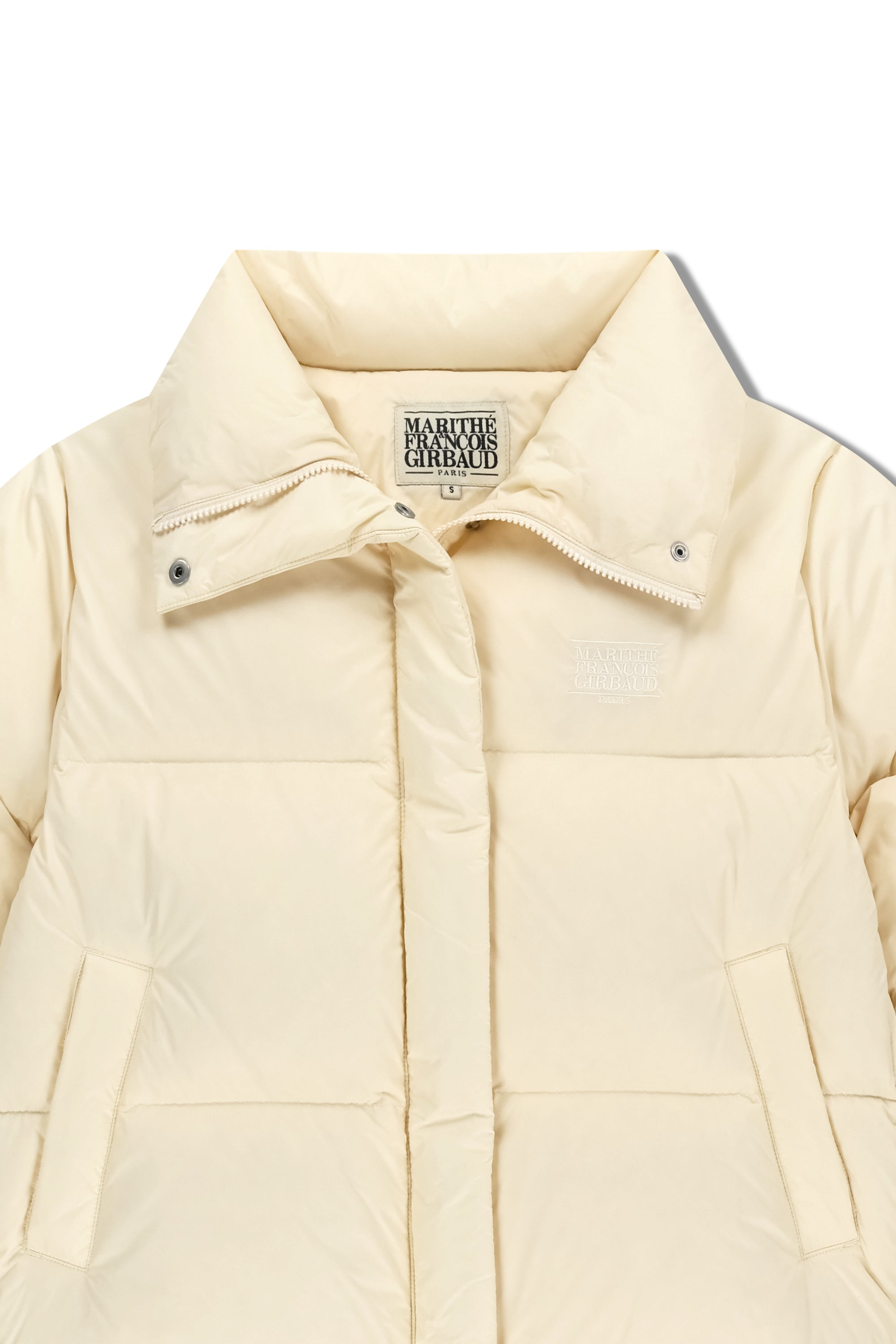 W Wide Collar Down Jacket Cream