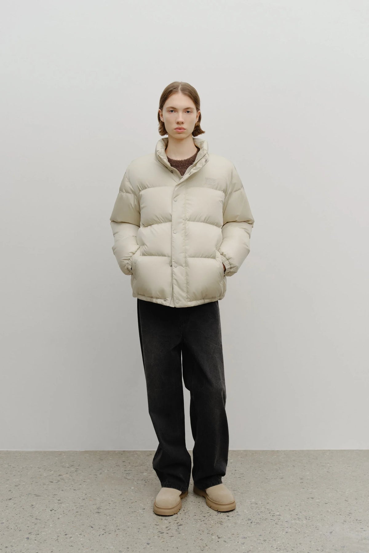 Classic Logo Down Jacket Light Beige
