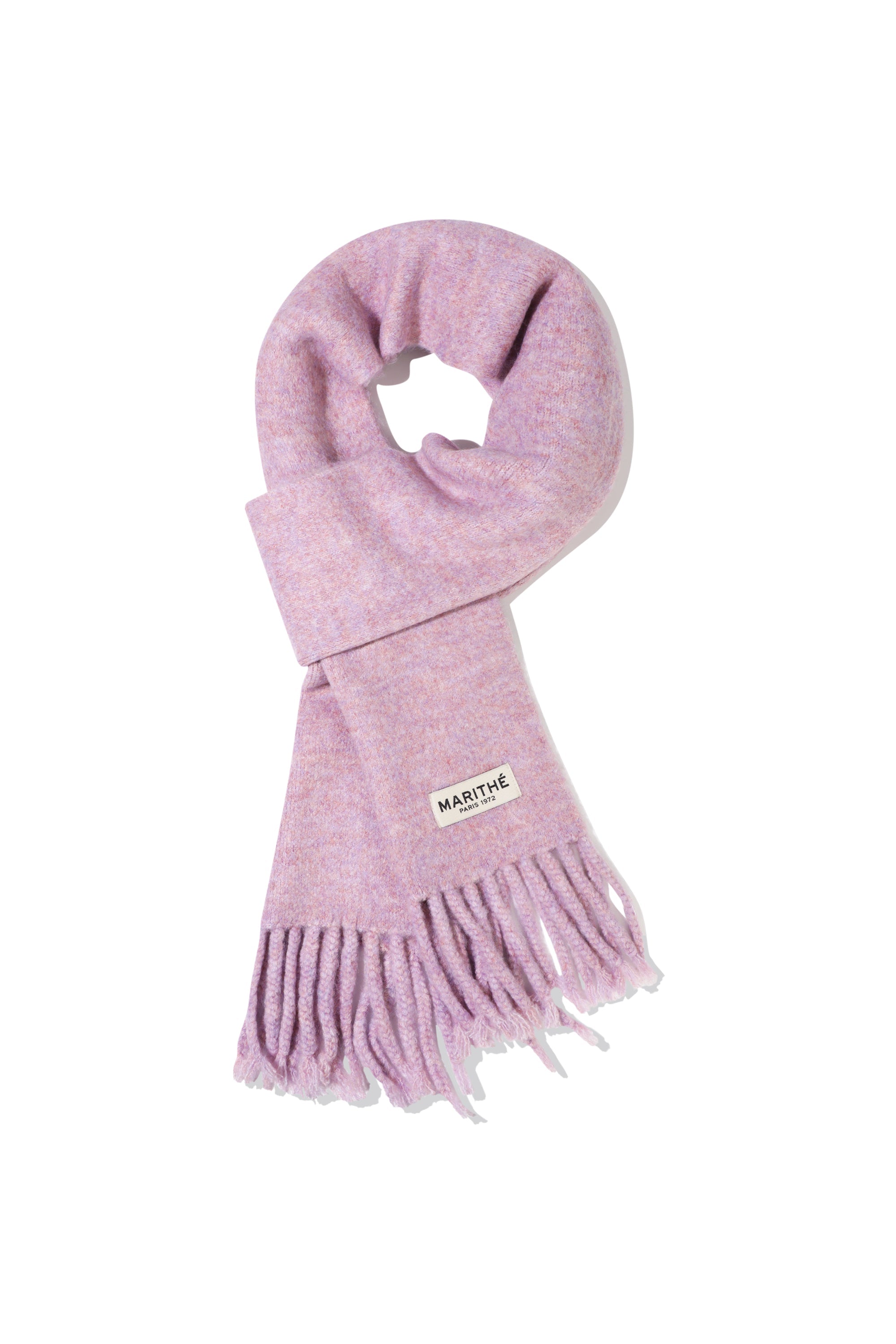 Fuzzy Solid Knit Muffler Light Purple