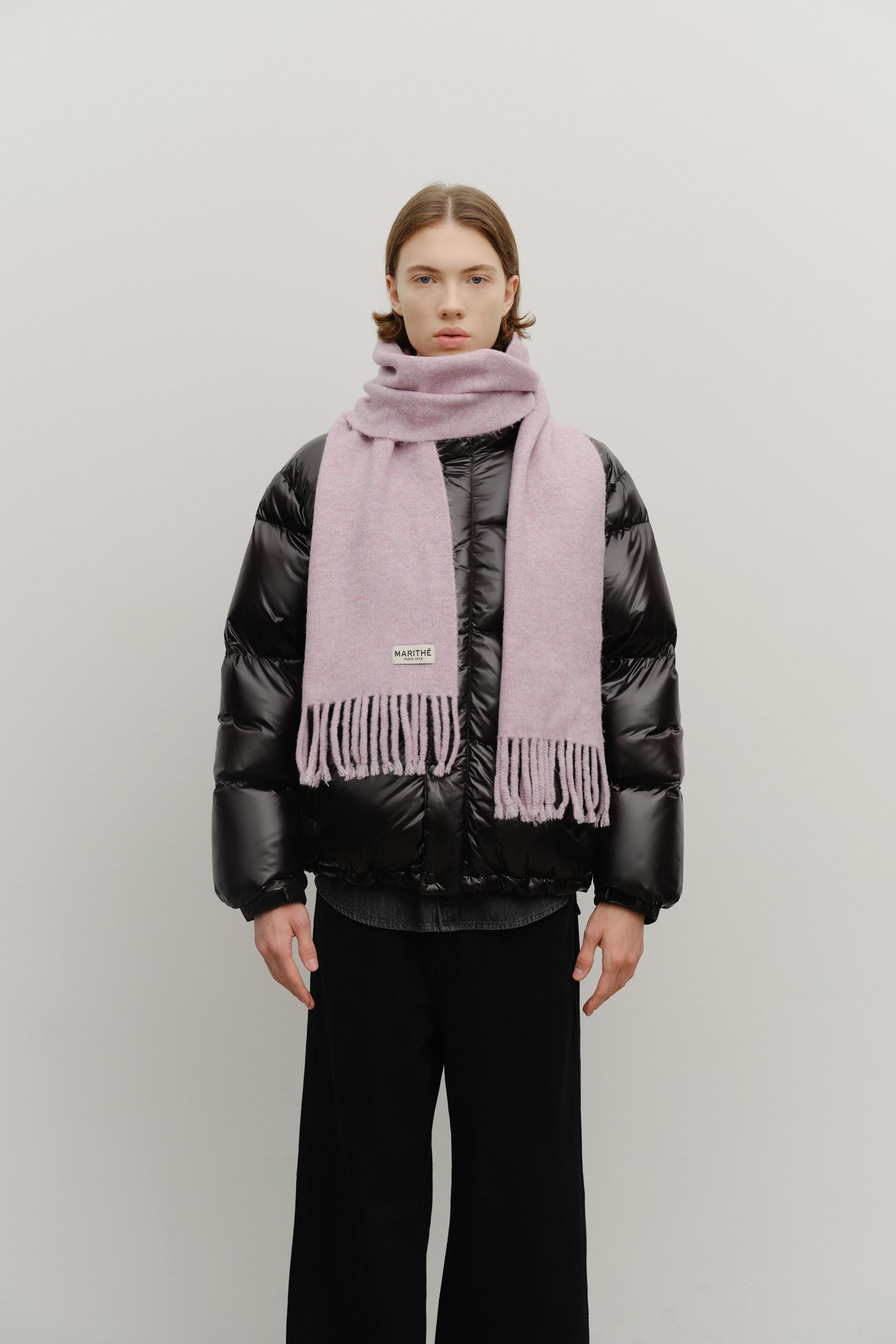 Fuzzy Solid Knit Muffler Light Purple