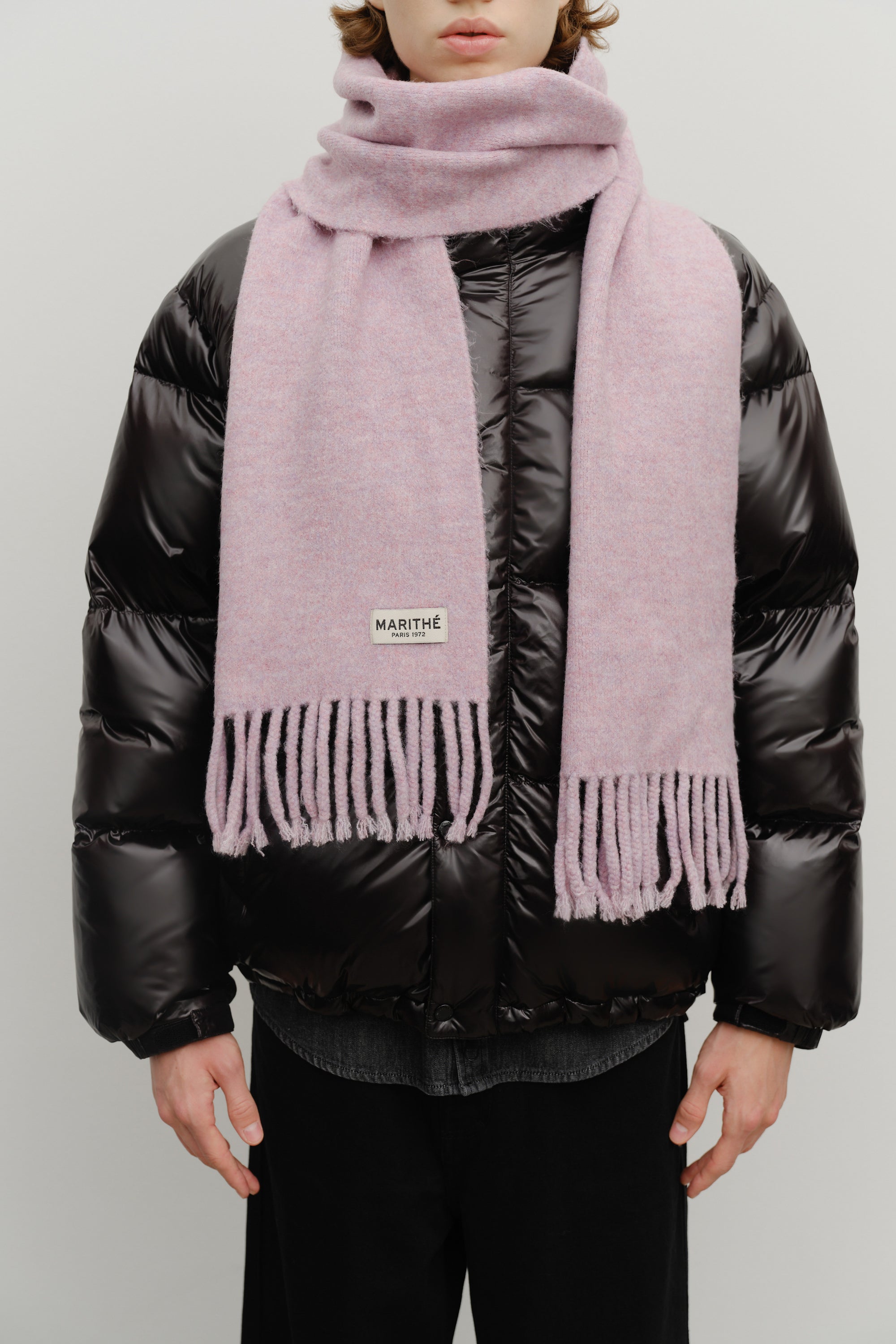 Fuzzy Solid Knit Muffler Light Purple