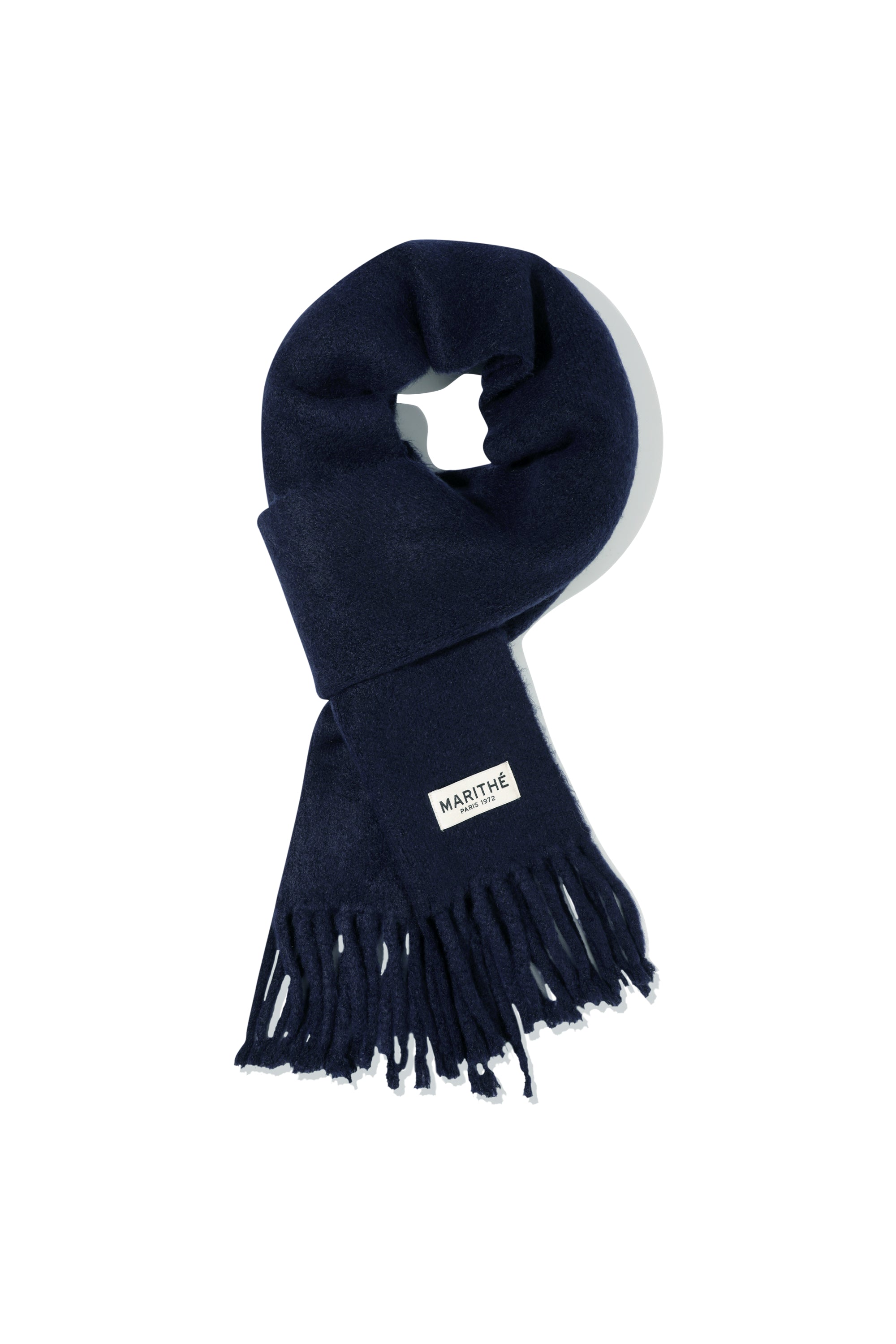 Fuzzy Solid Knit Muffler Navy