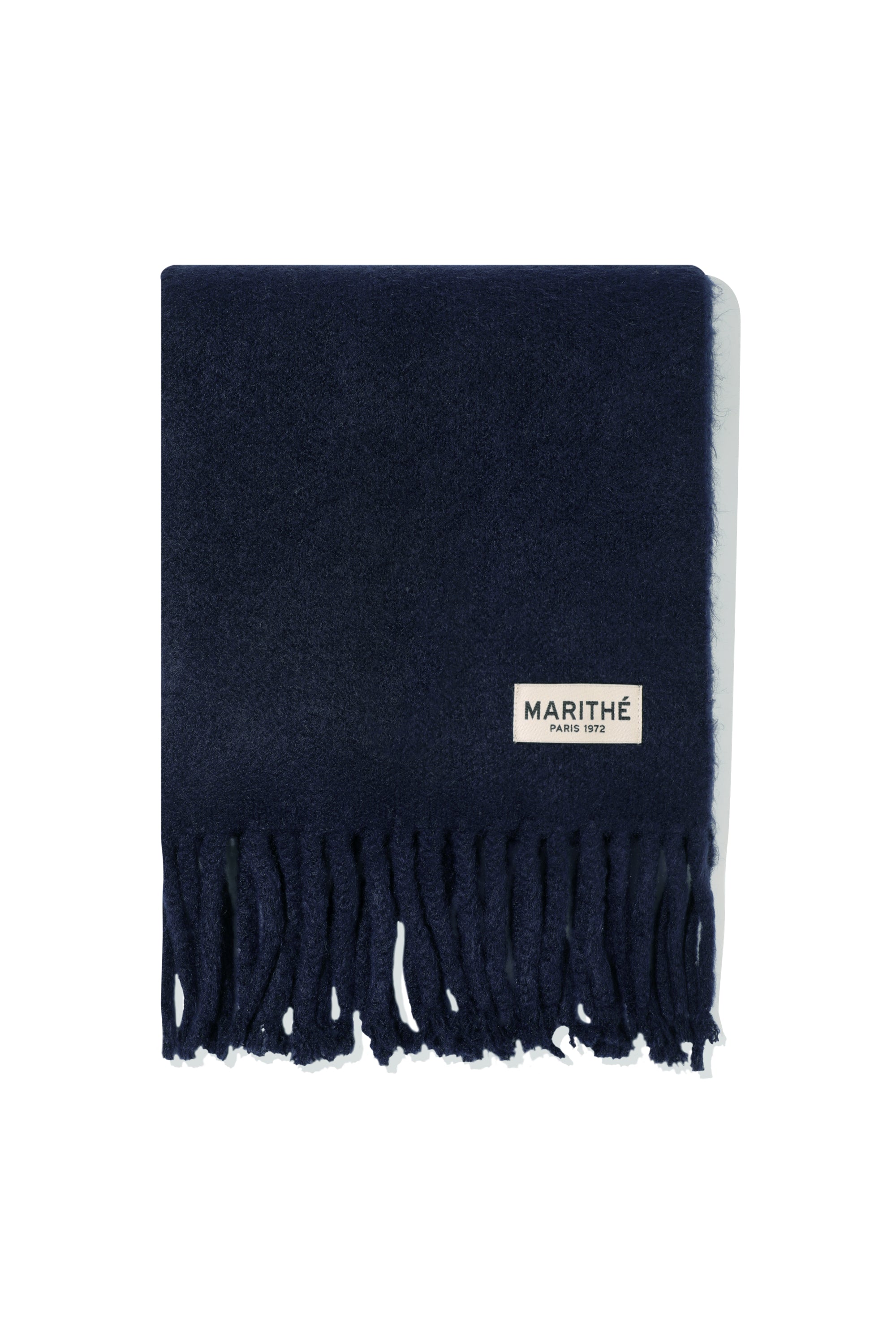 Fuzzy Solid Knit Muffler Navy
