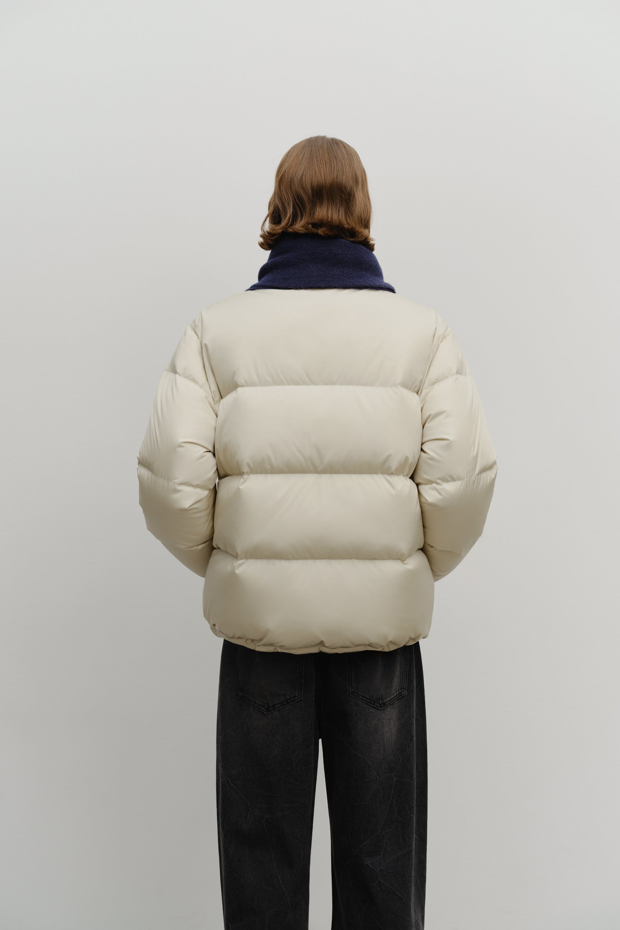 Fuzzy Solid Knit Muffler Navy