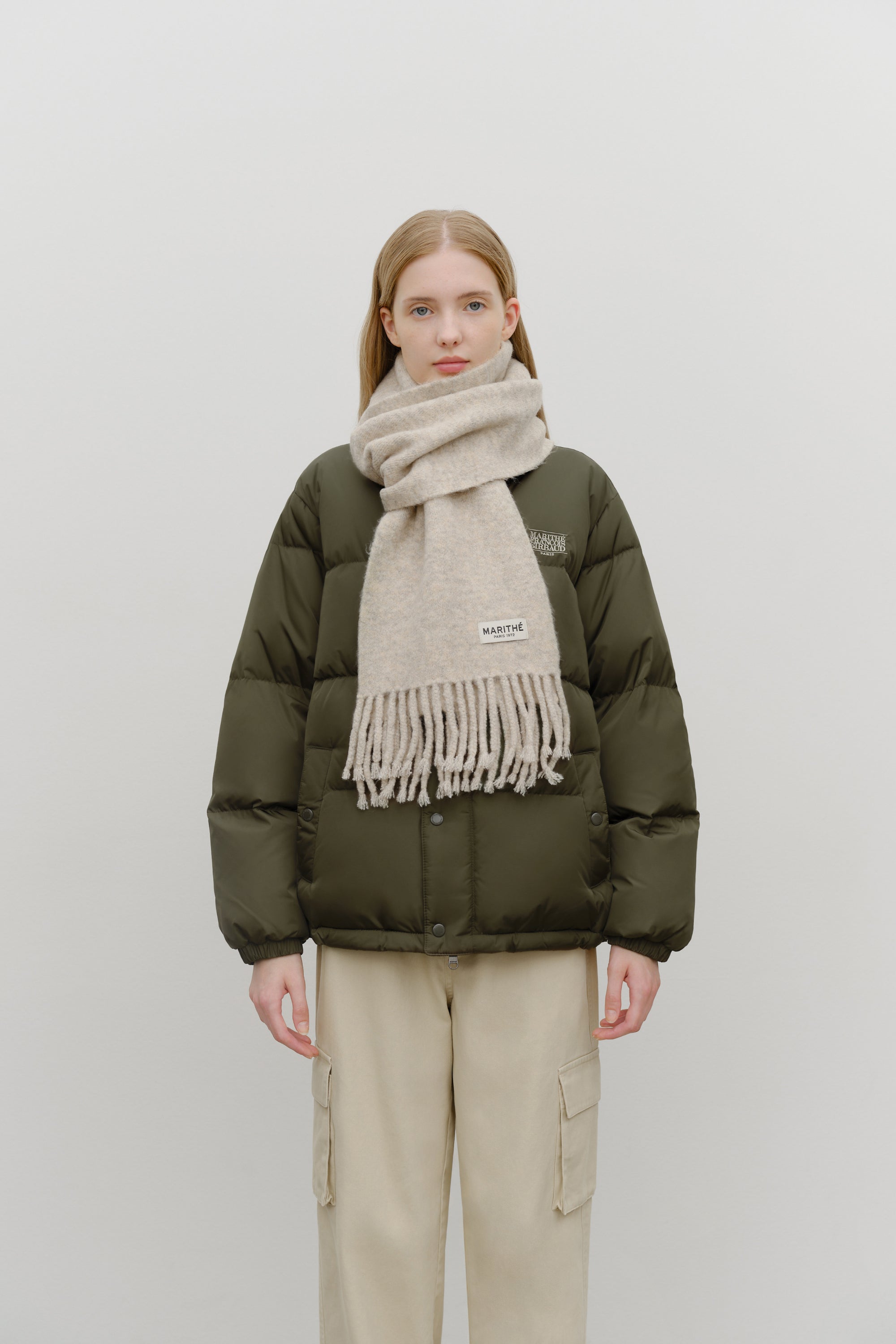 Fuzzy Solid Knit Muffler Oatmeal