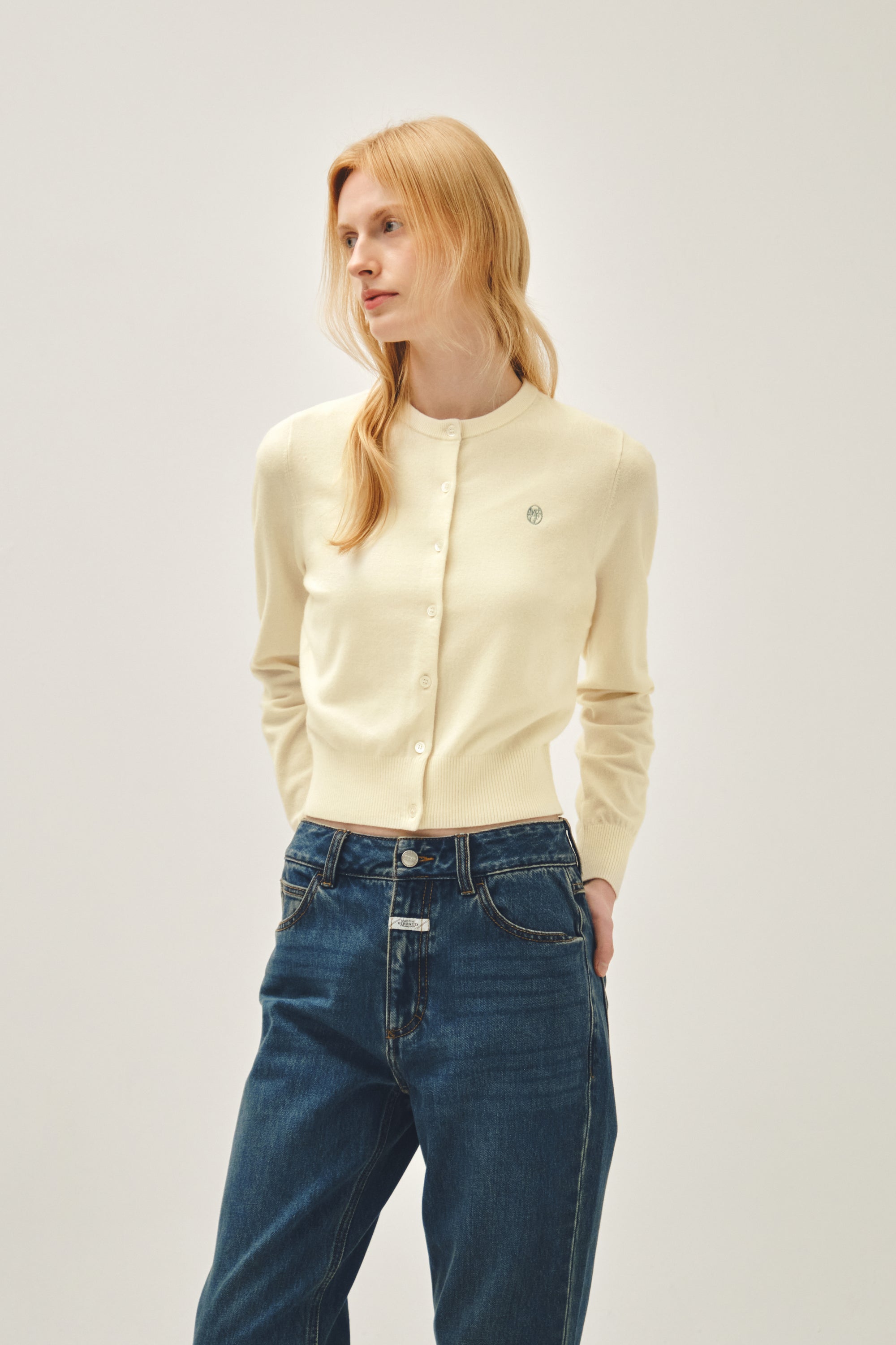 W Slim Staright Denim Pants Dark Blue