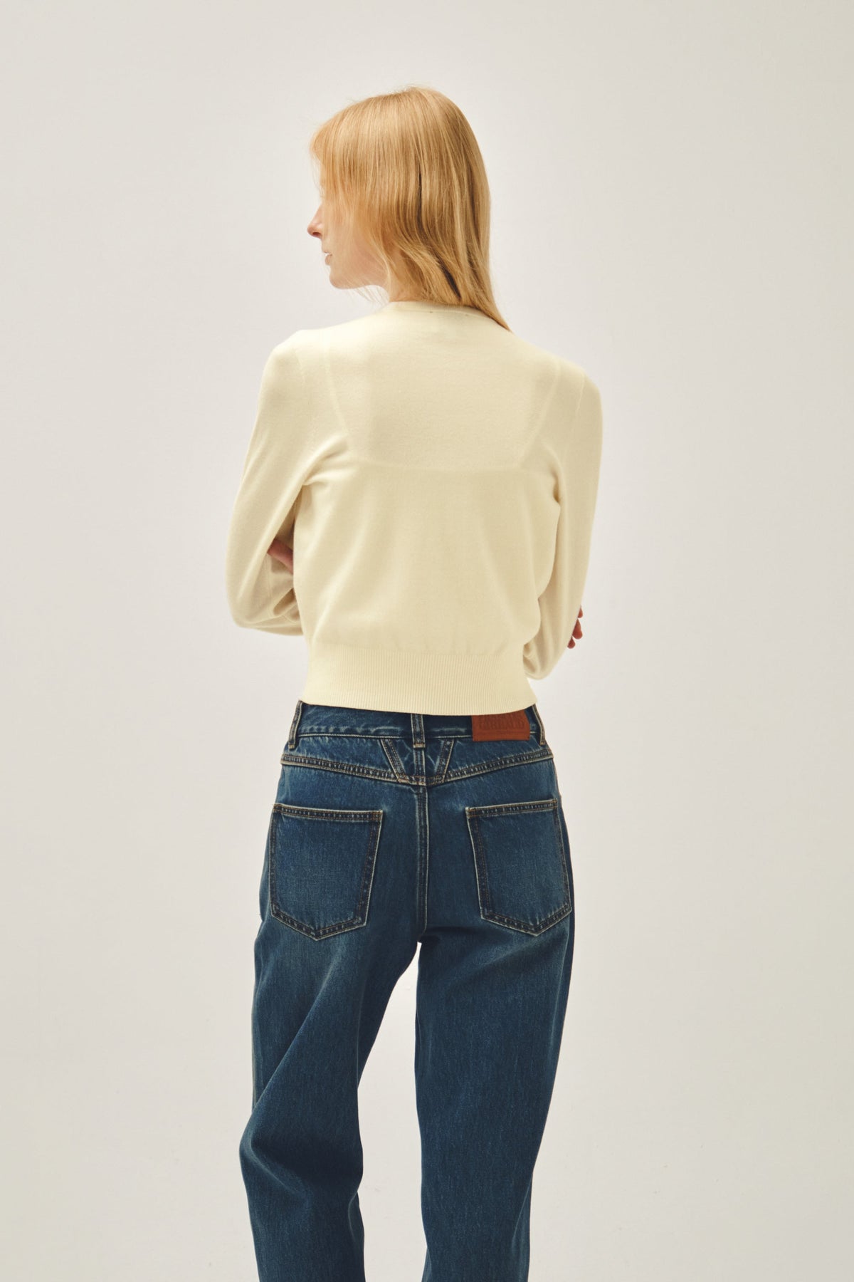 W Slim Staright Denim Pants Dark Blue