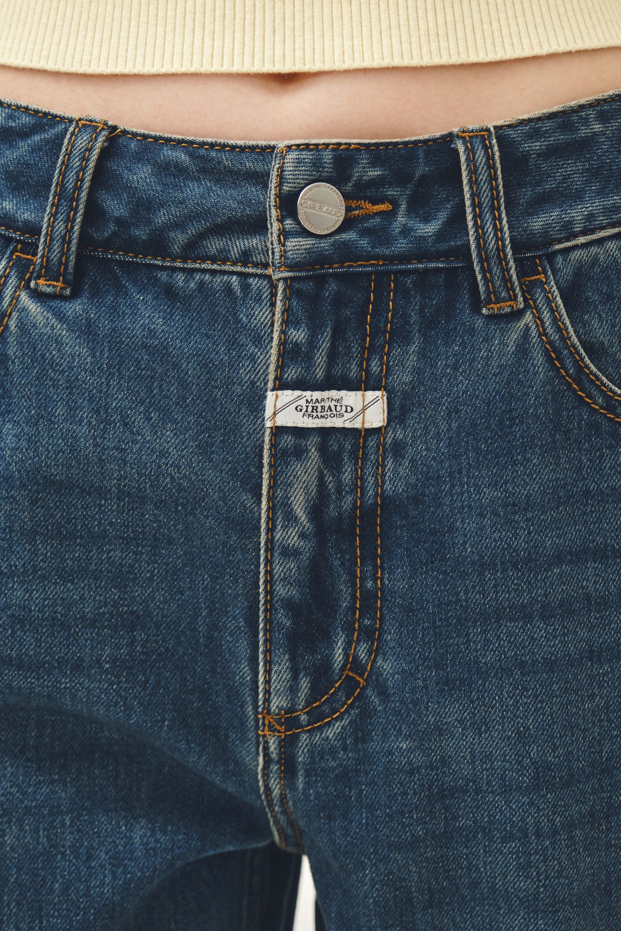 W Slim Staright Denim Pants Dark Blue