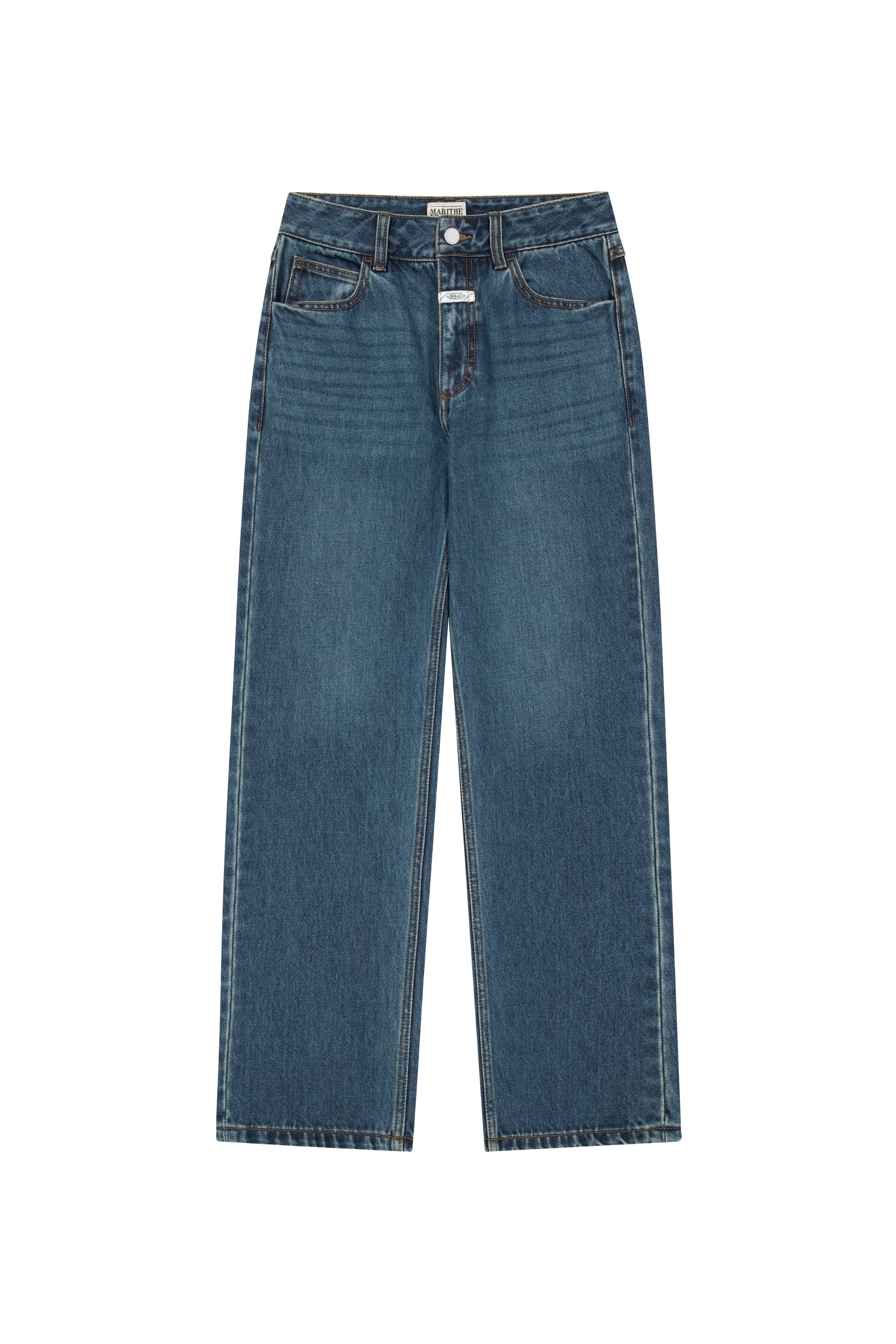 W Slim Staright Denim Pants Dark Blue
