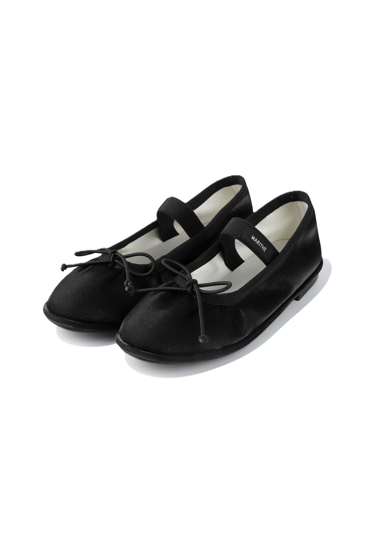 W Banding Ribbon Flat Shoes Black