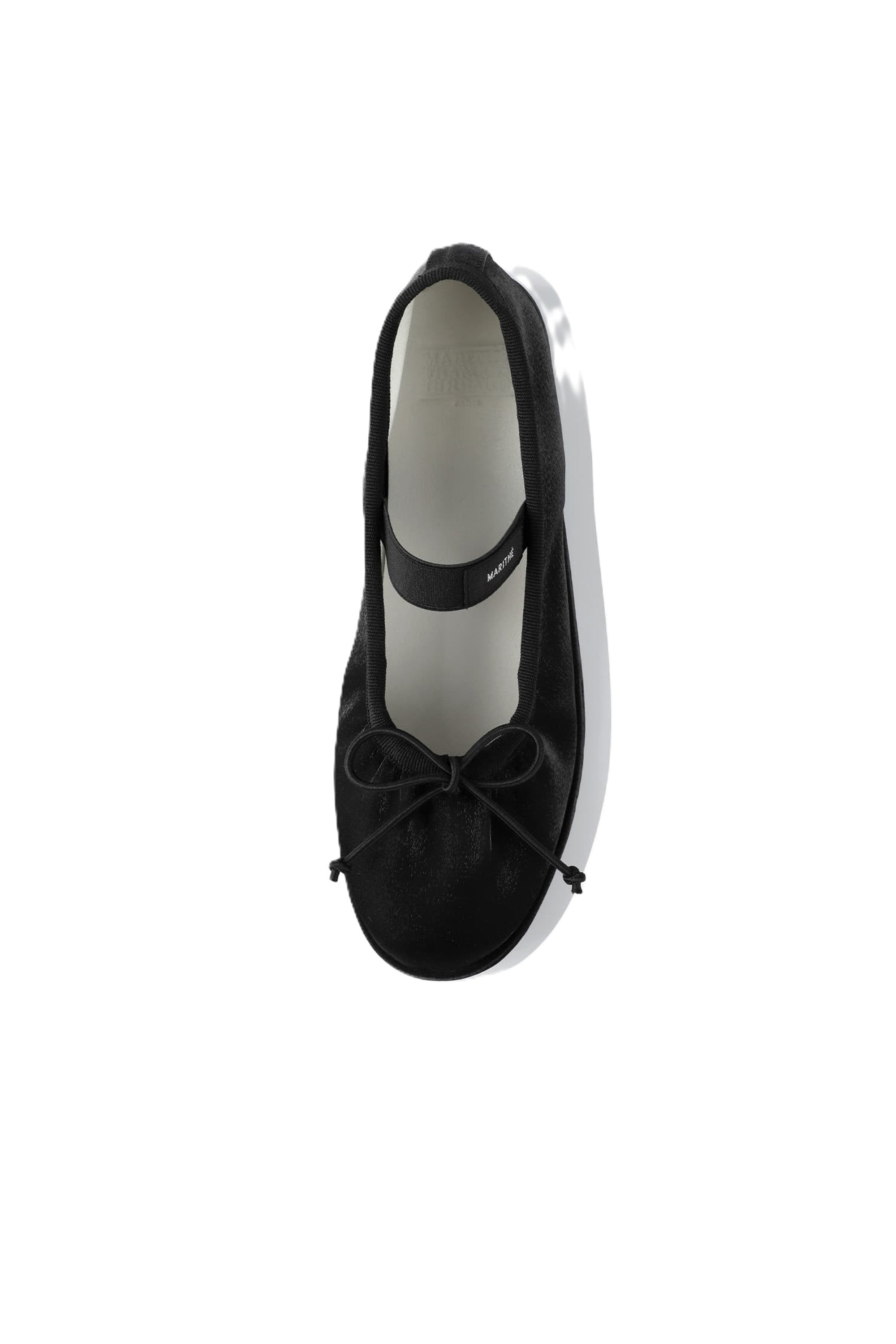 W Banding Ribbon Flat Shoes Black