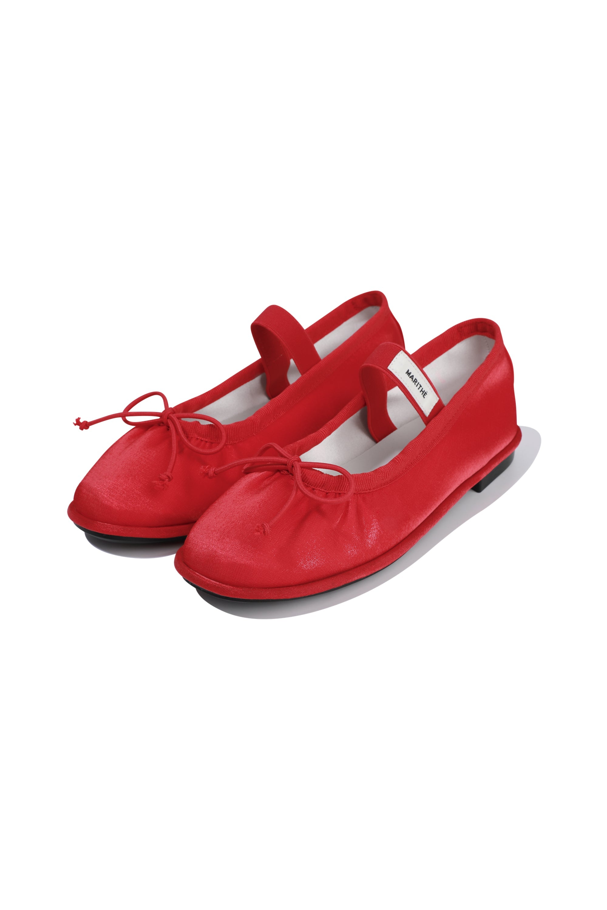 W Banding Ribbon Flat Shoes Red