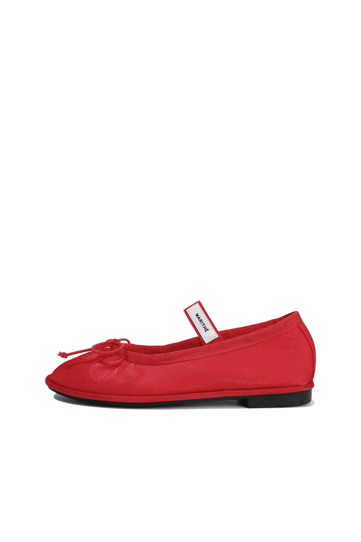 W Banding Ribbon Flat Shoes Red