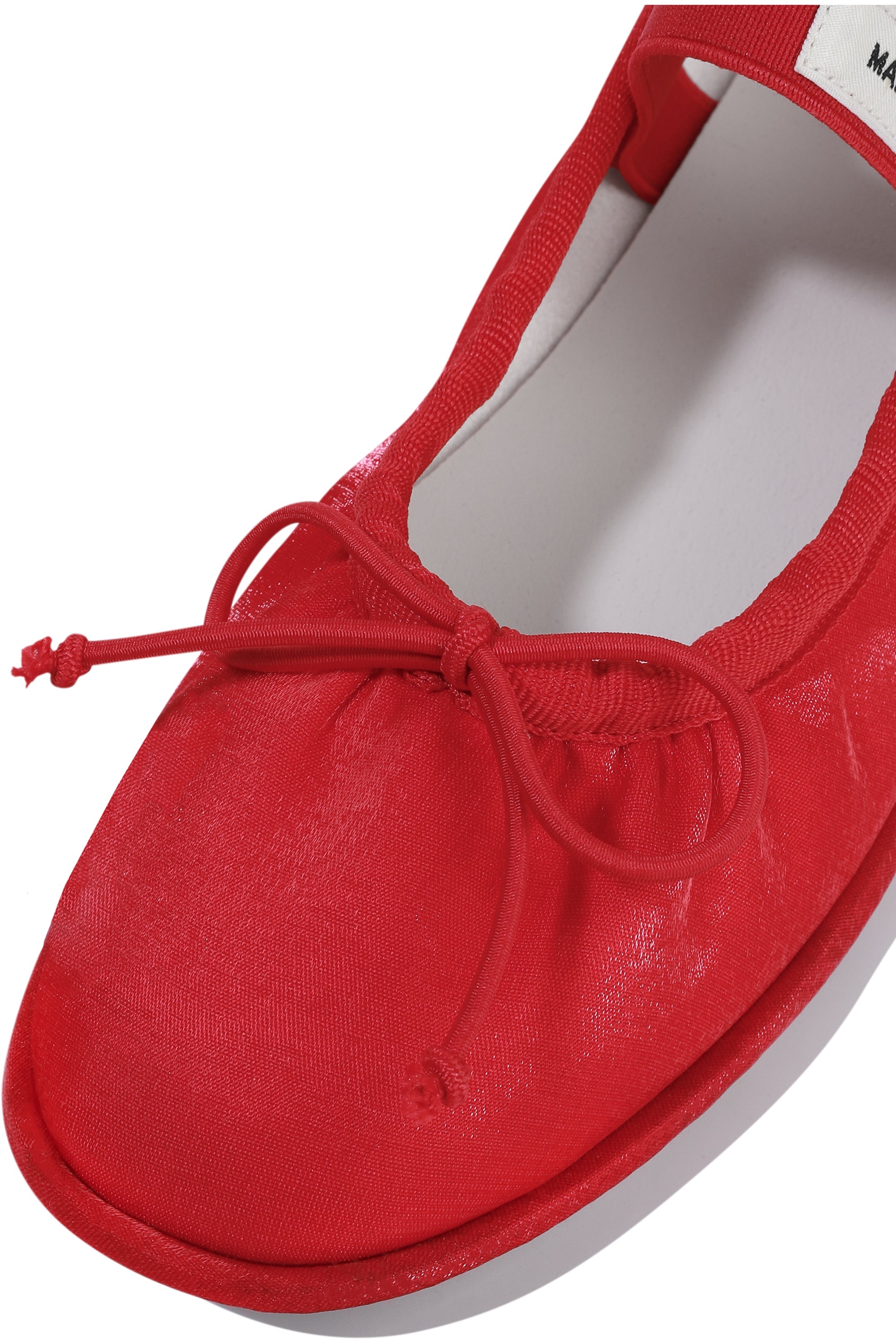 W Banding Ribbon Flat Shoes Red