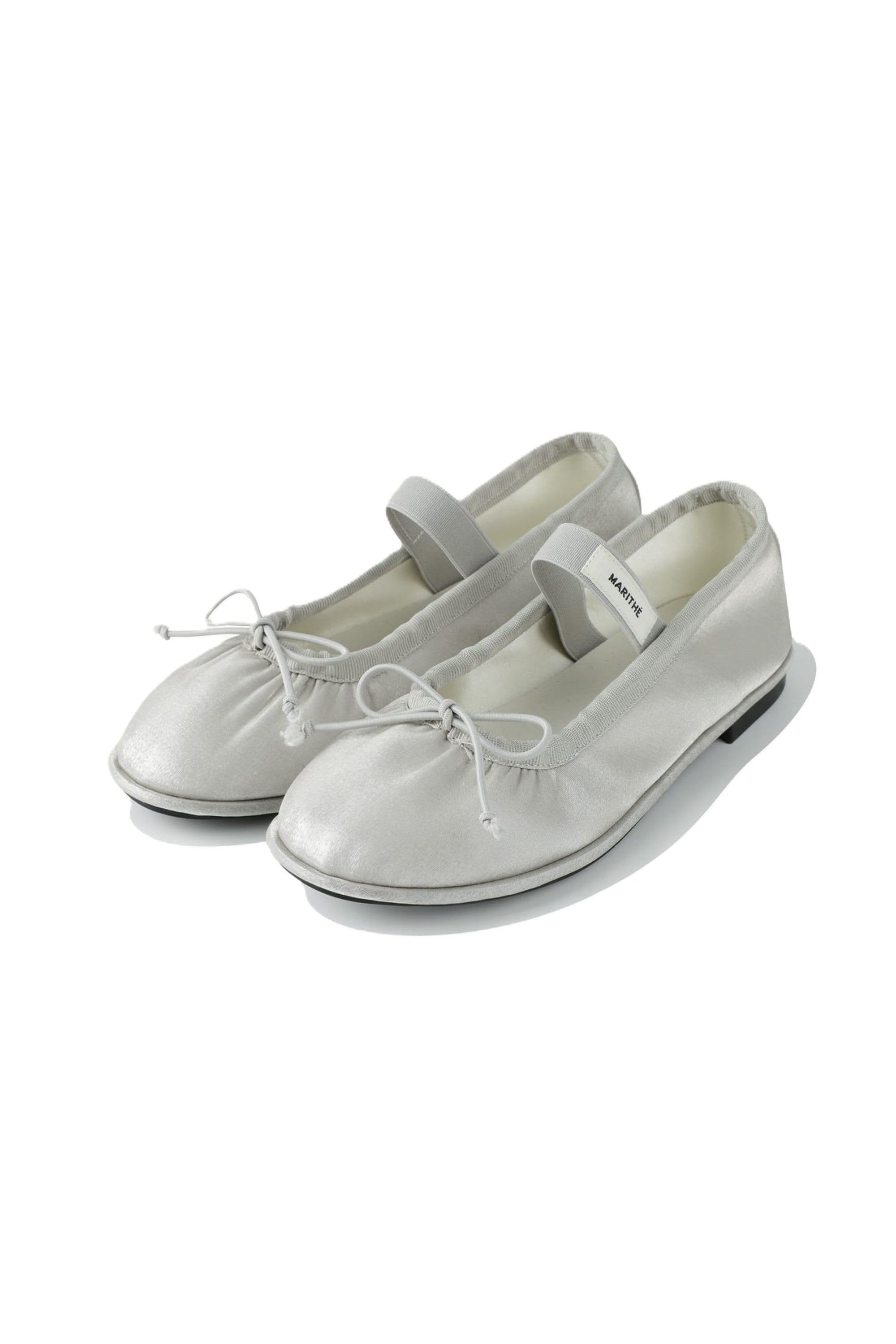 W Banding Ribbon Flat Shoes Silver