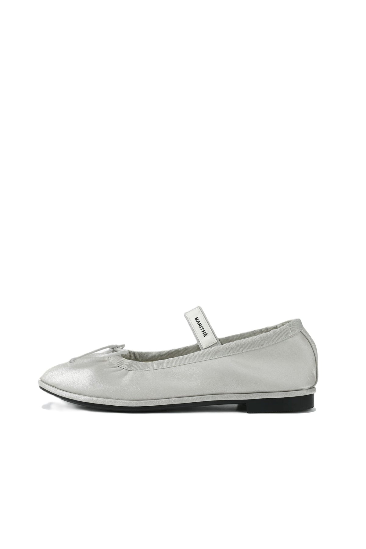W Banding Ribbon Flat Shoes Silver
