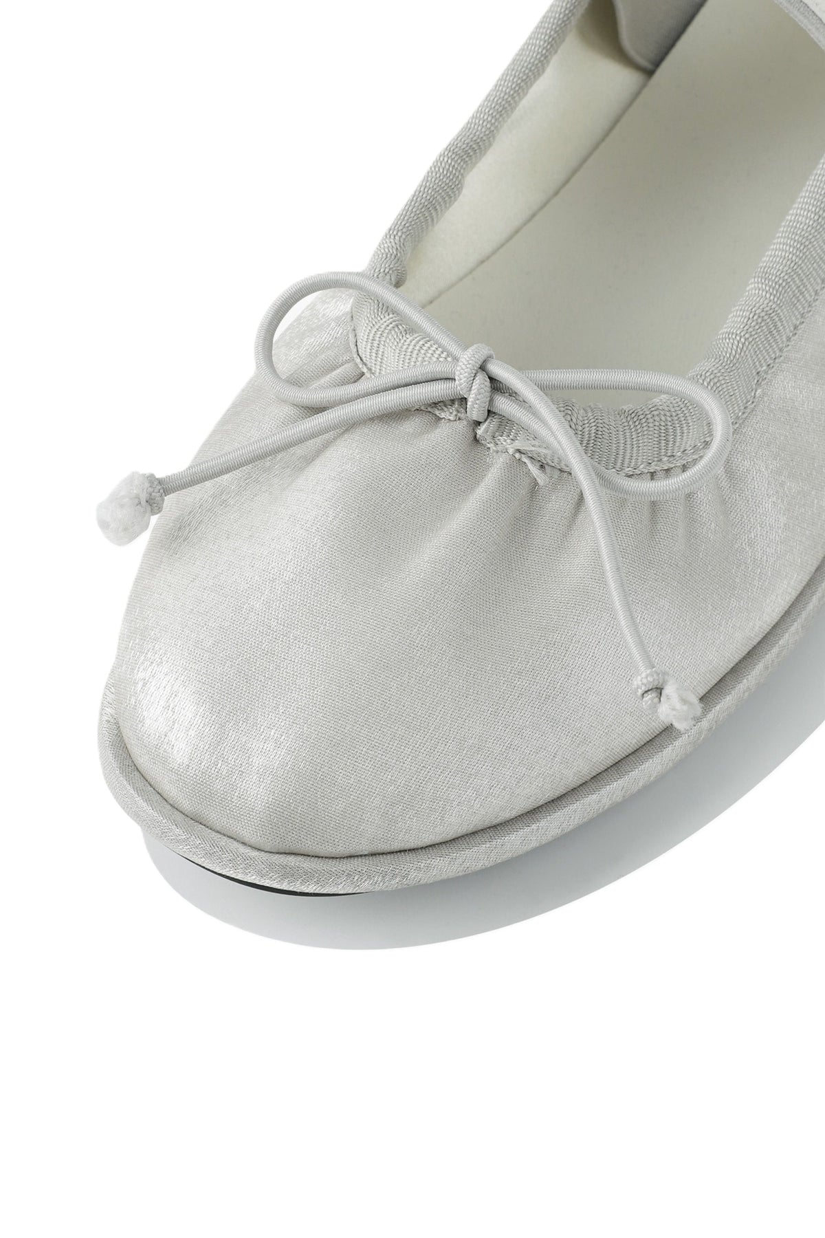 W Banding Ribbon Flat Shoes Silver