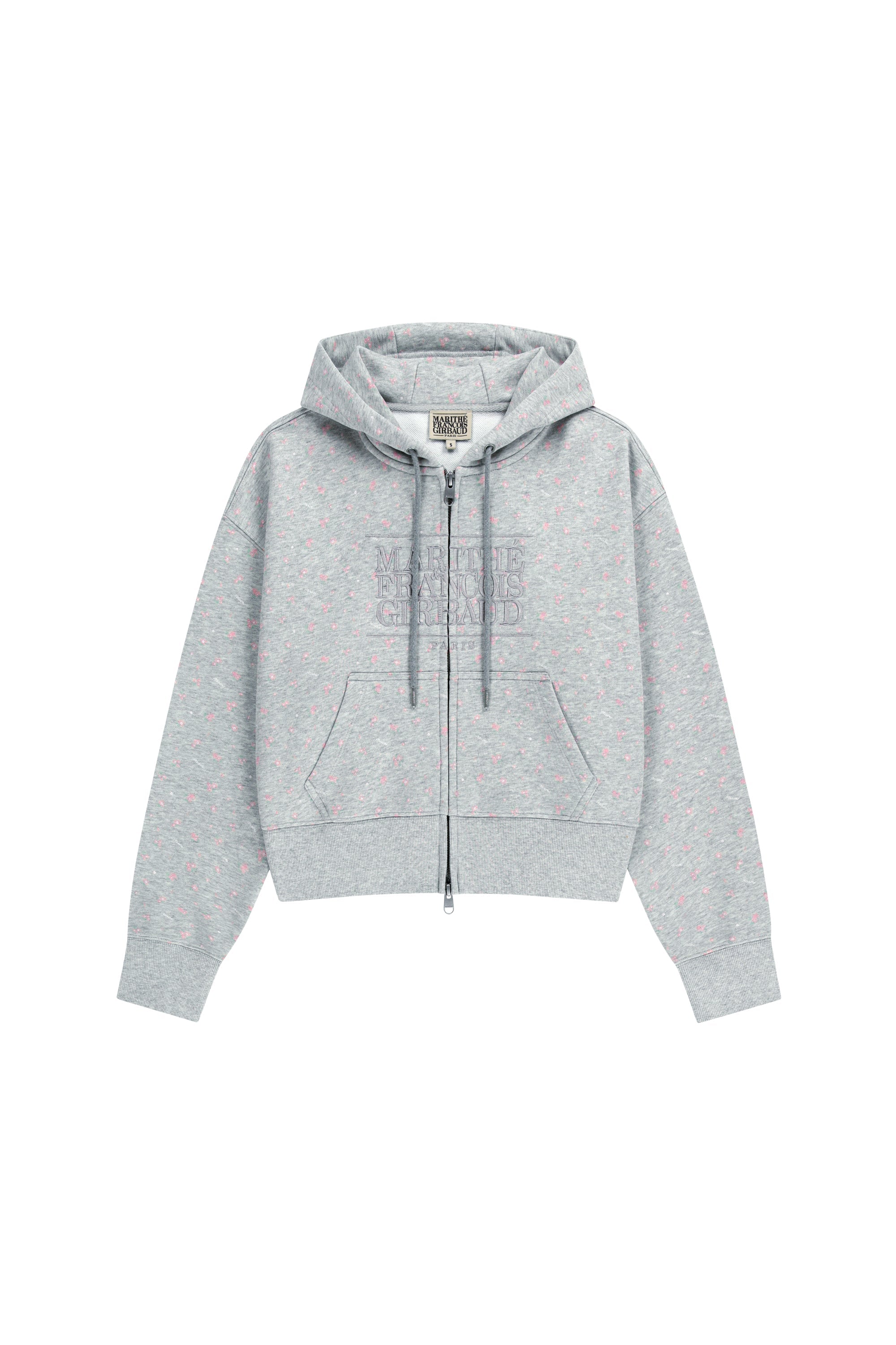 W Classic Logo Crop Hoodie Zipup Heather Gray