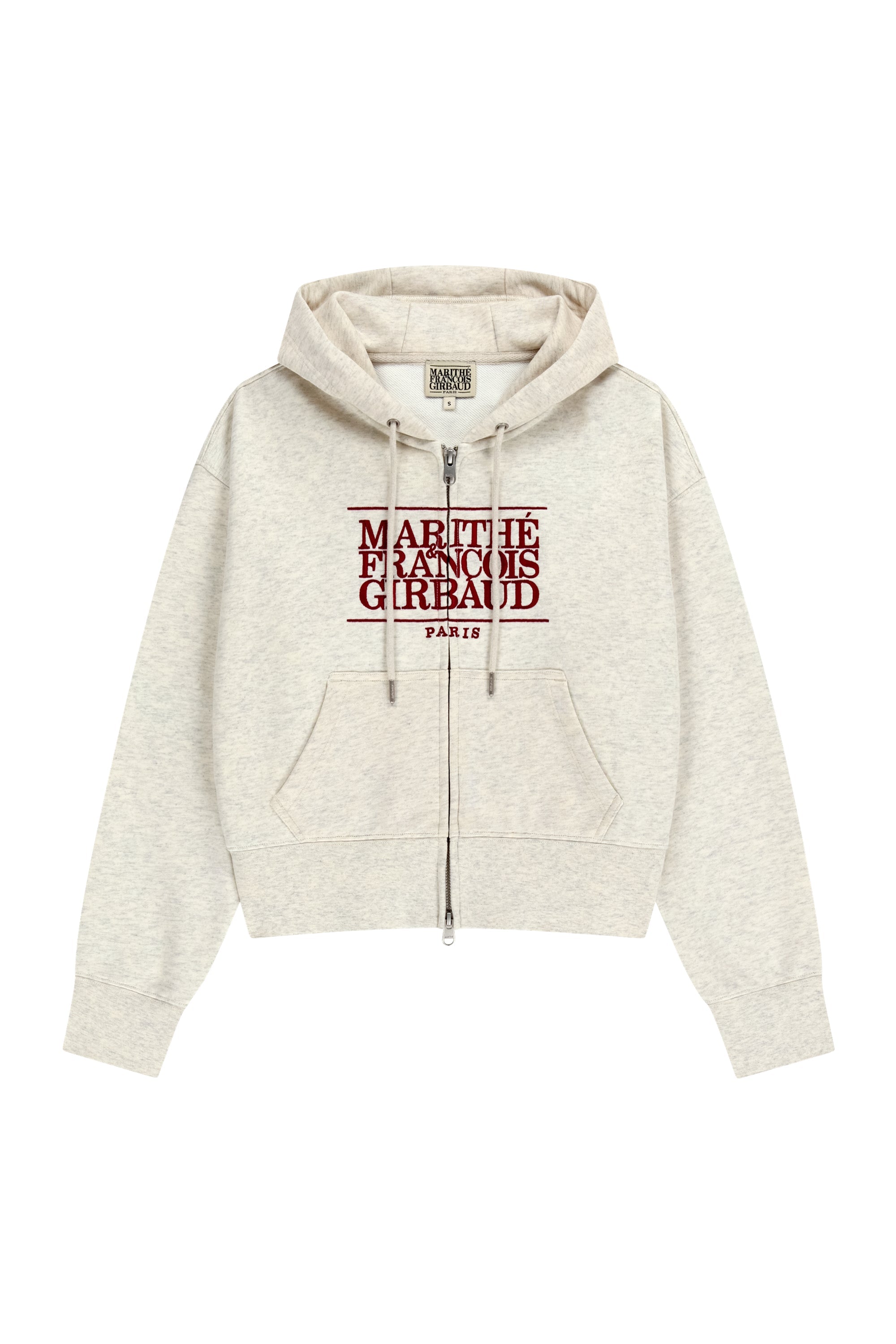W Classic Logo Crop Hoodie Zipup Oatmeal