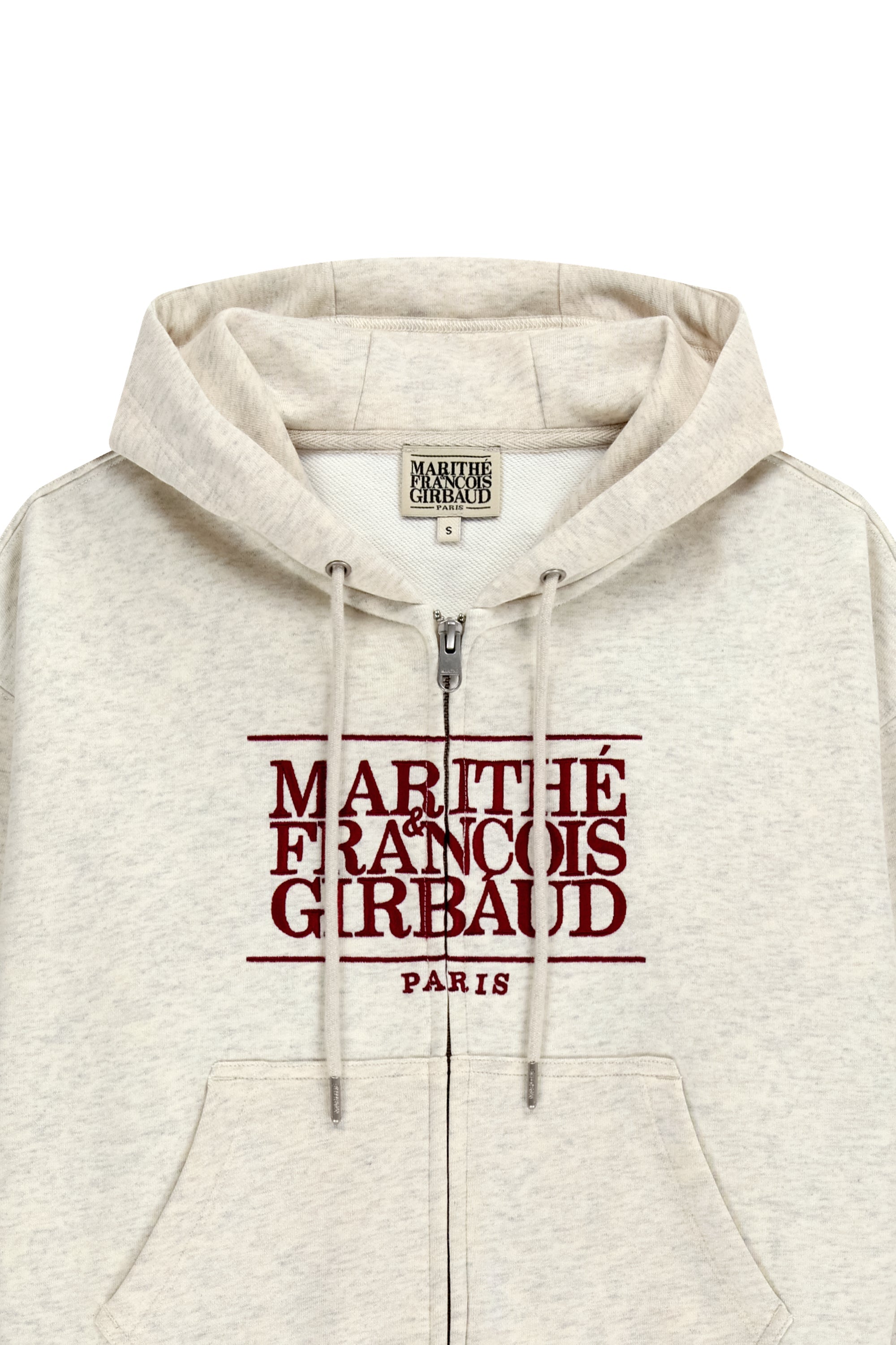 W Classic Logo Crop Hoodie Zipup Oatmeal