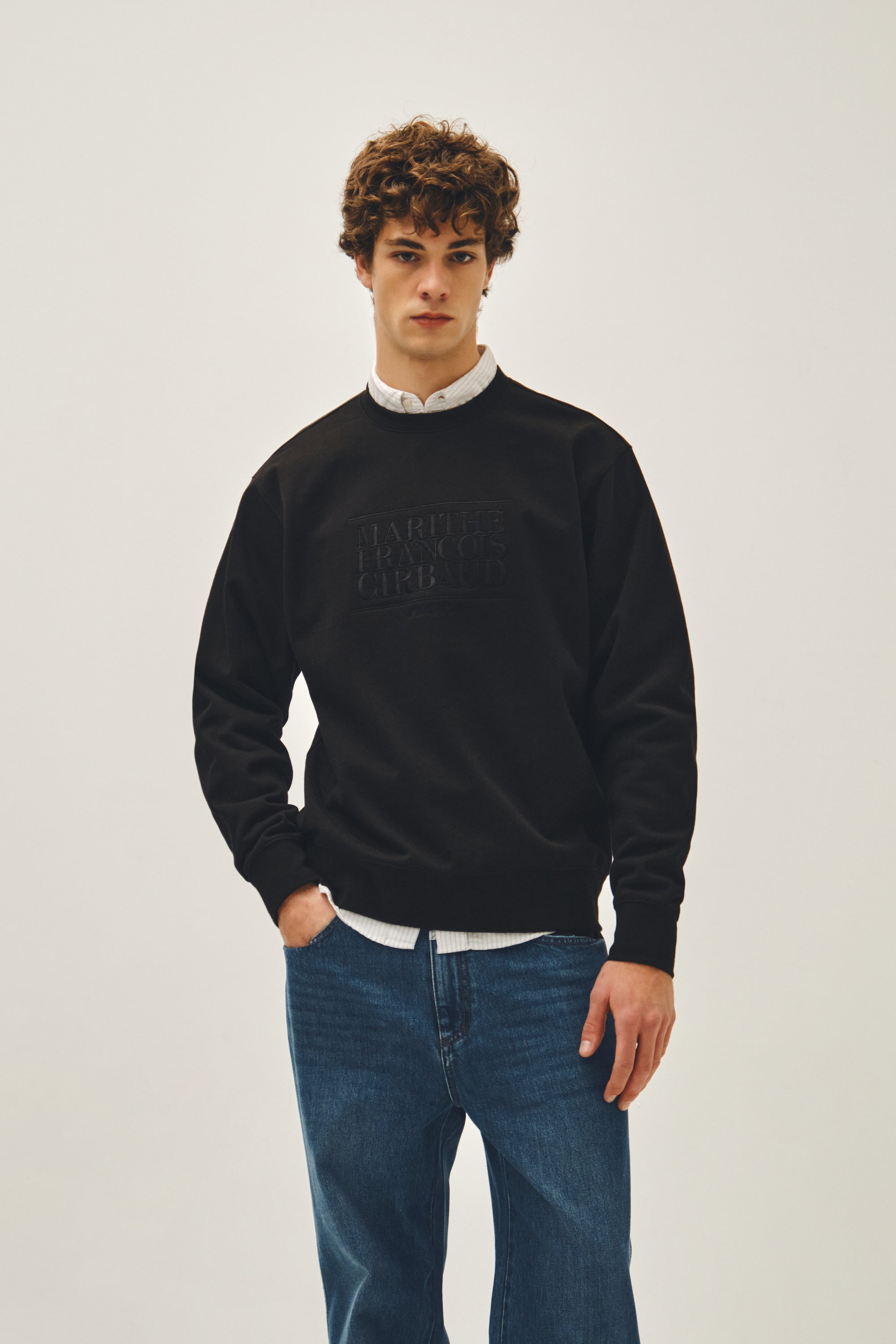 Classic Logo Embroidery Sweatshirt Black Black