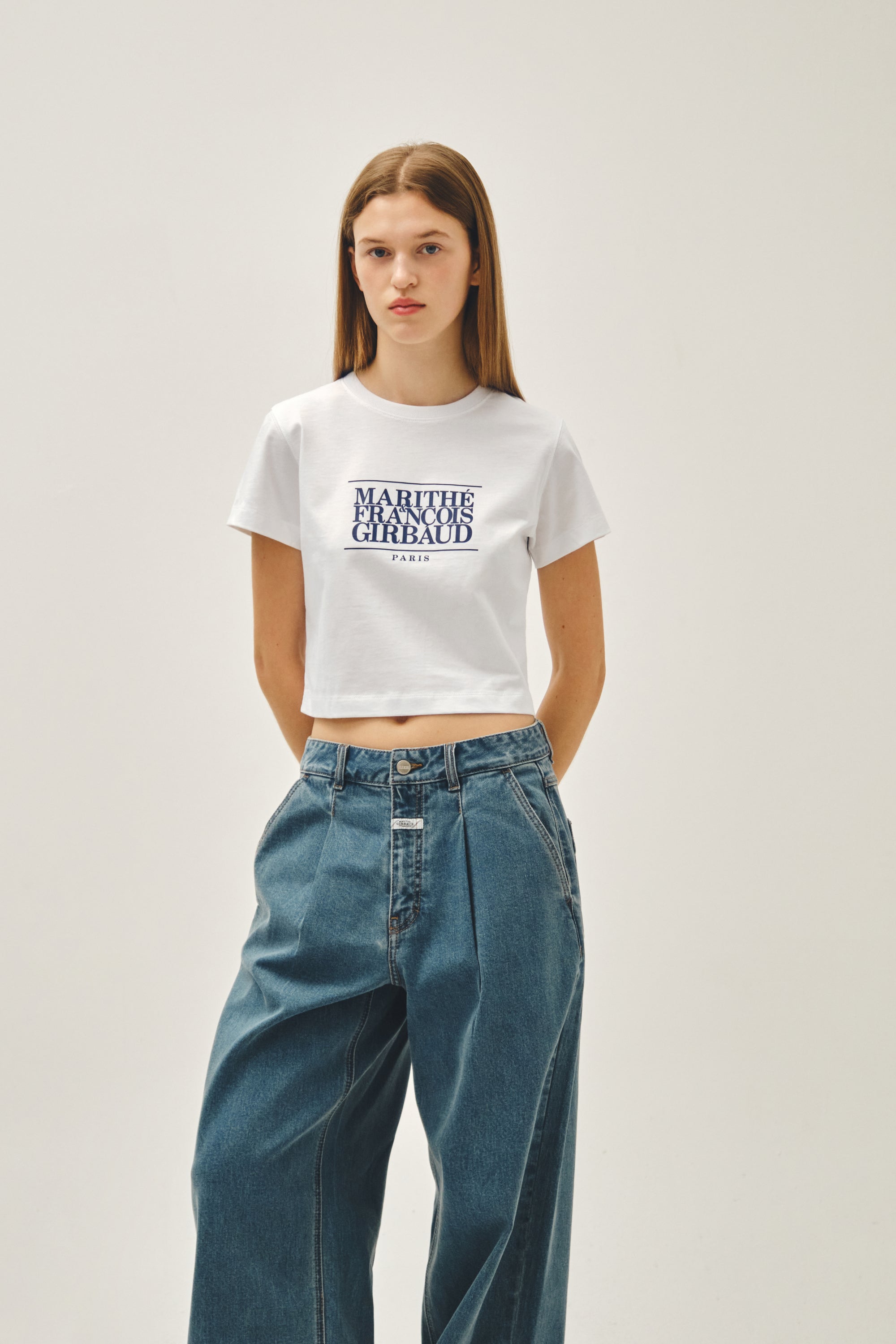 W Classic Logo Crop Tee White