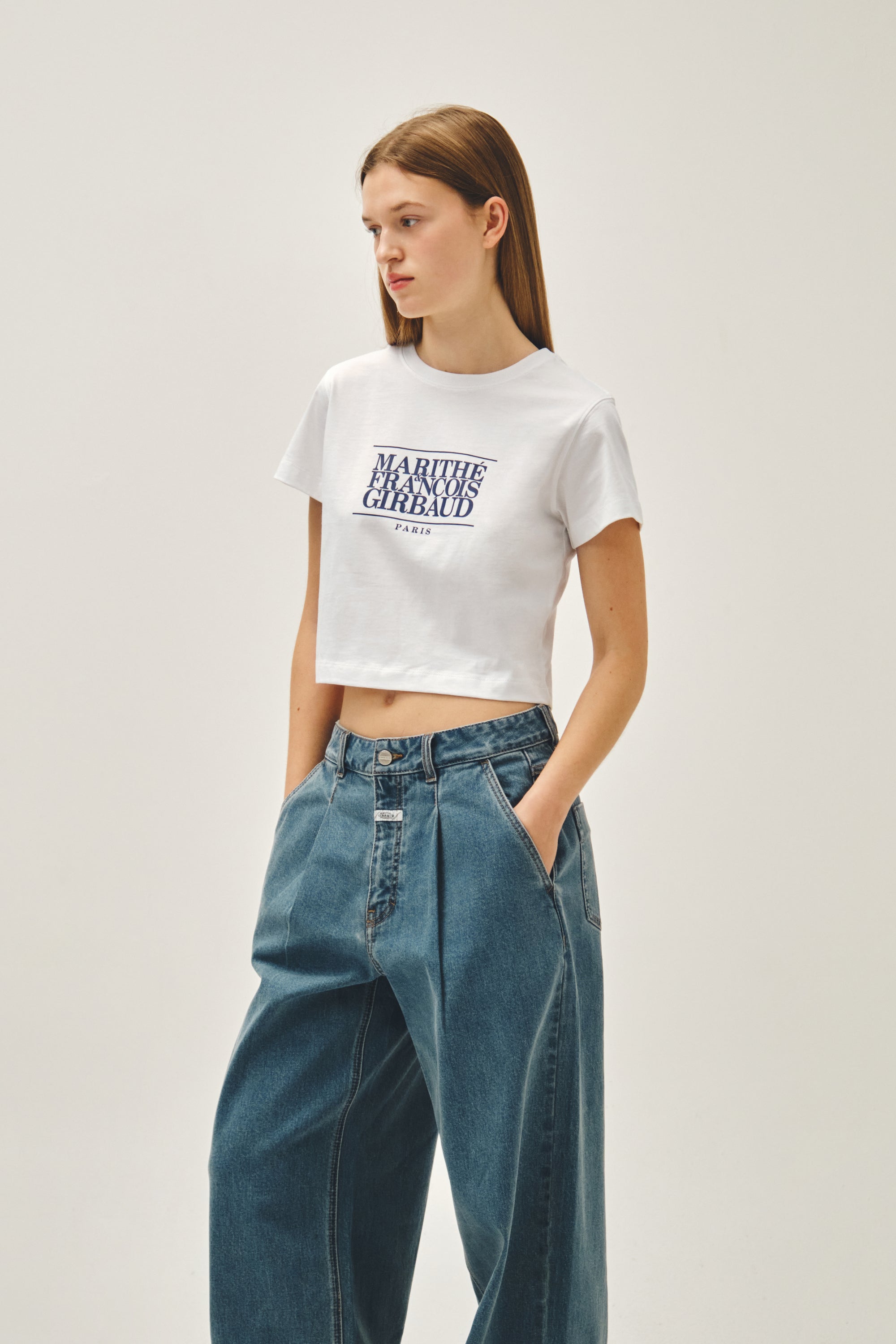 W Classic Logo Crop Tee White