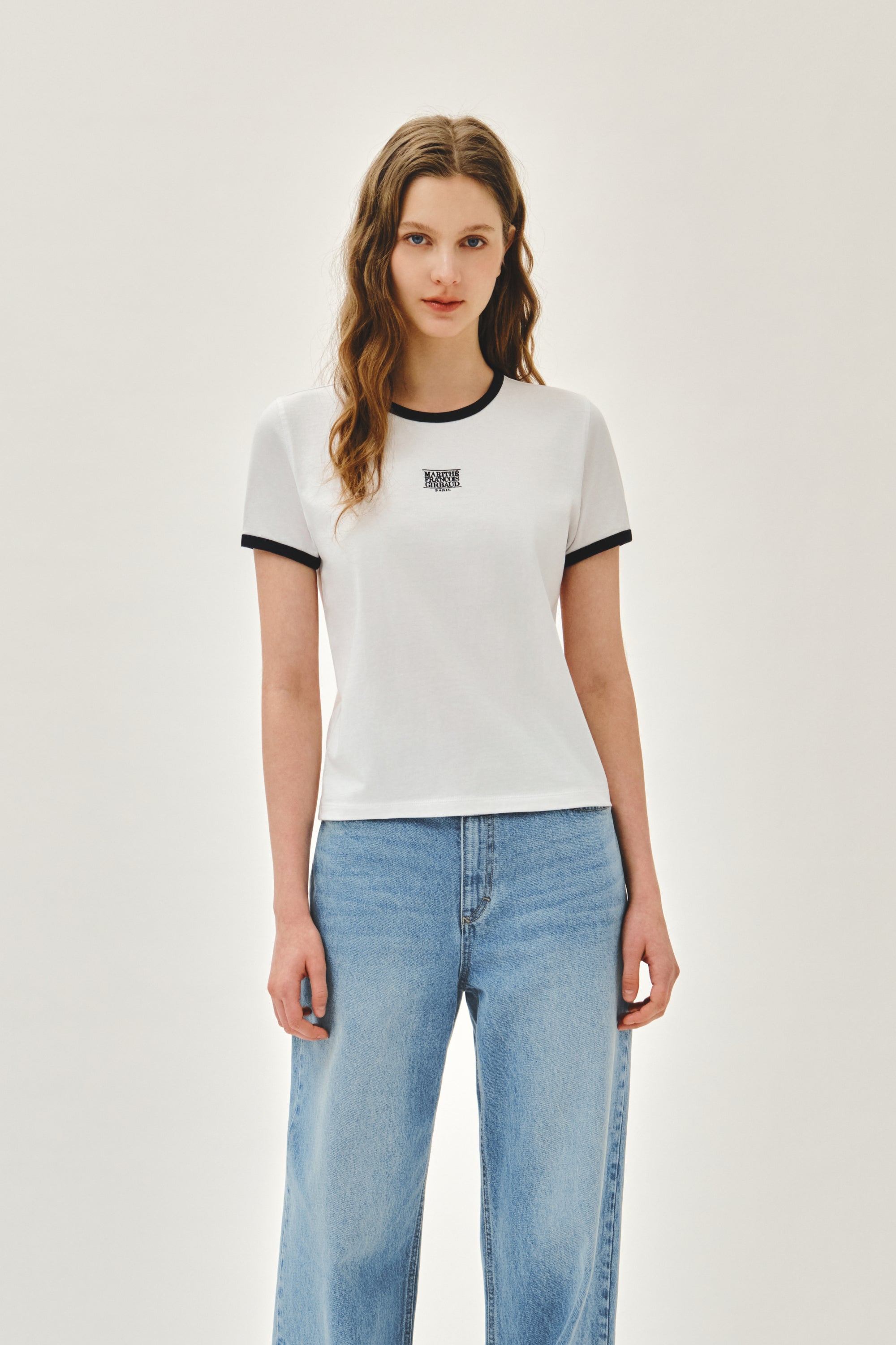 W Classic Logo Ringer Tee White