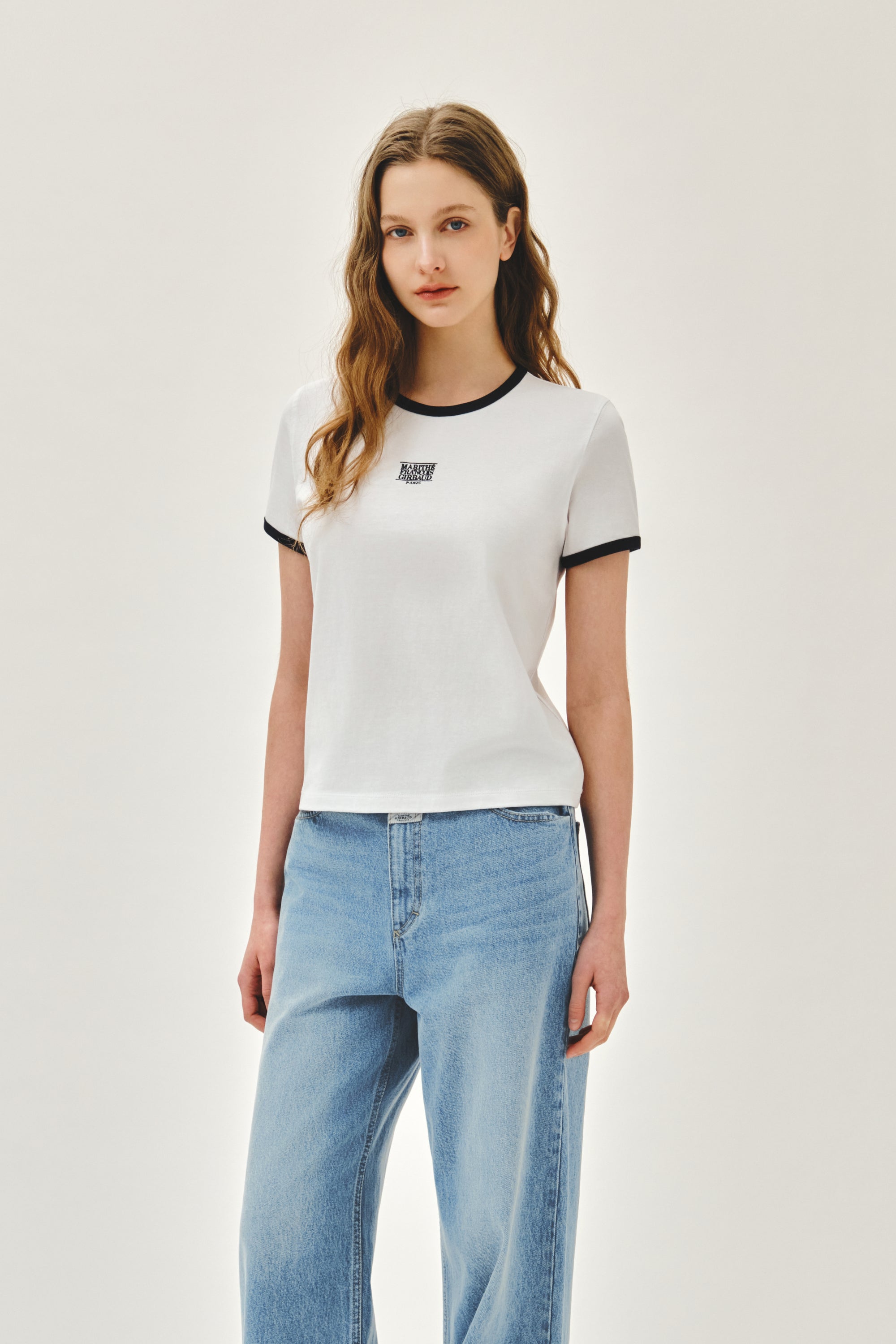 W Classic Logo Ringer Tee White