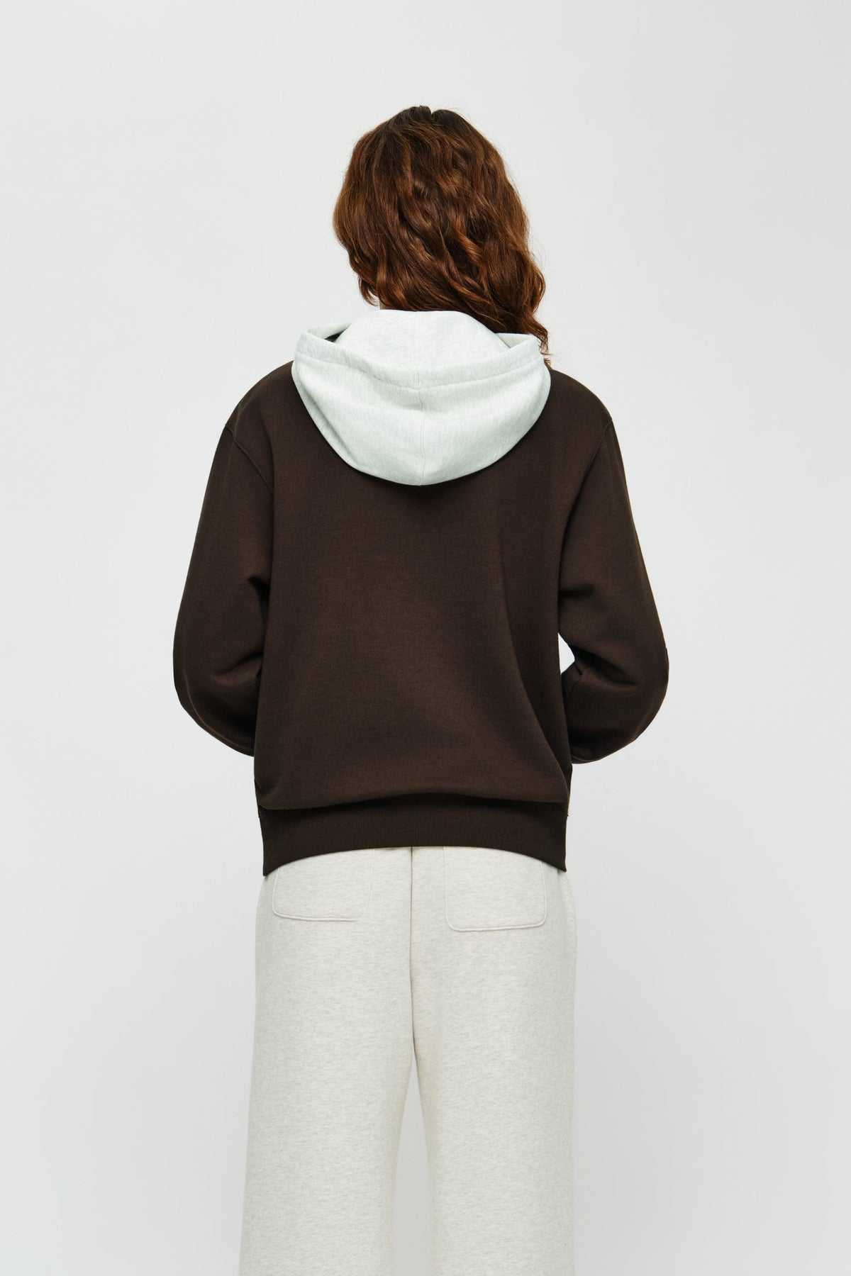 Small Classic Logo Embroidery Hoodie Brown