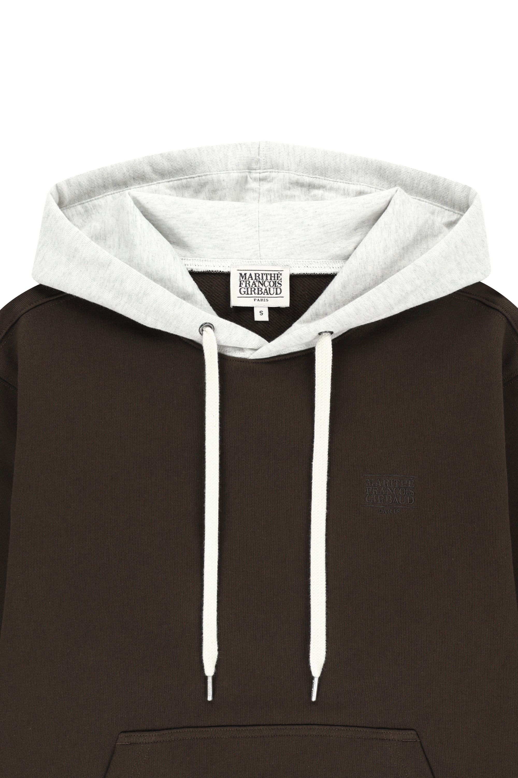 Small Classic Logo Embroidery Hoodie Brown