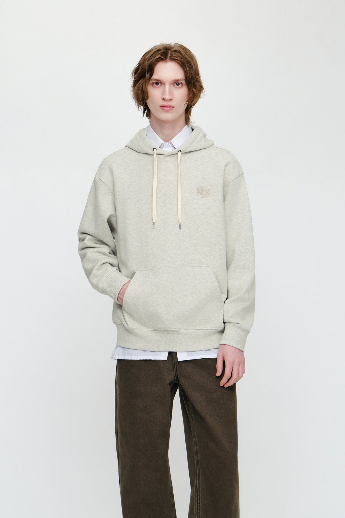 Small Classic Logo Embroidery Hoodie Oatmeal