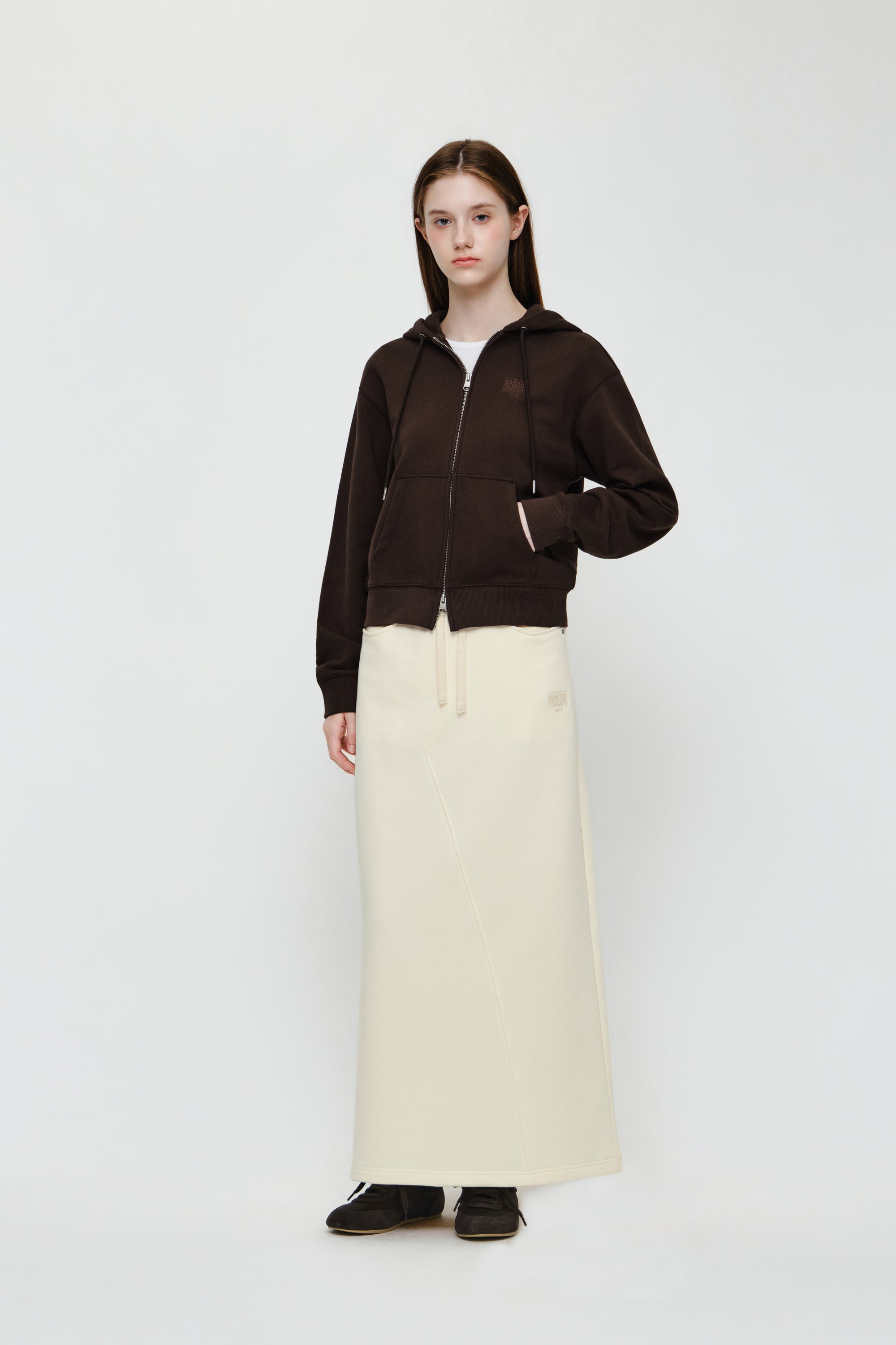 W Small Classic Logo Hoodie Zipup Brown