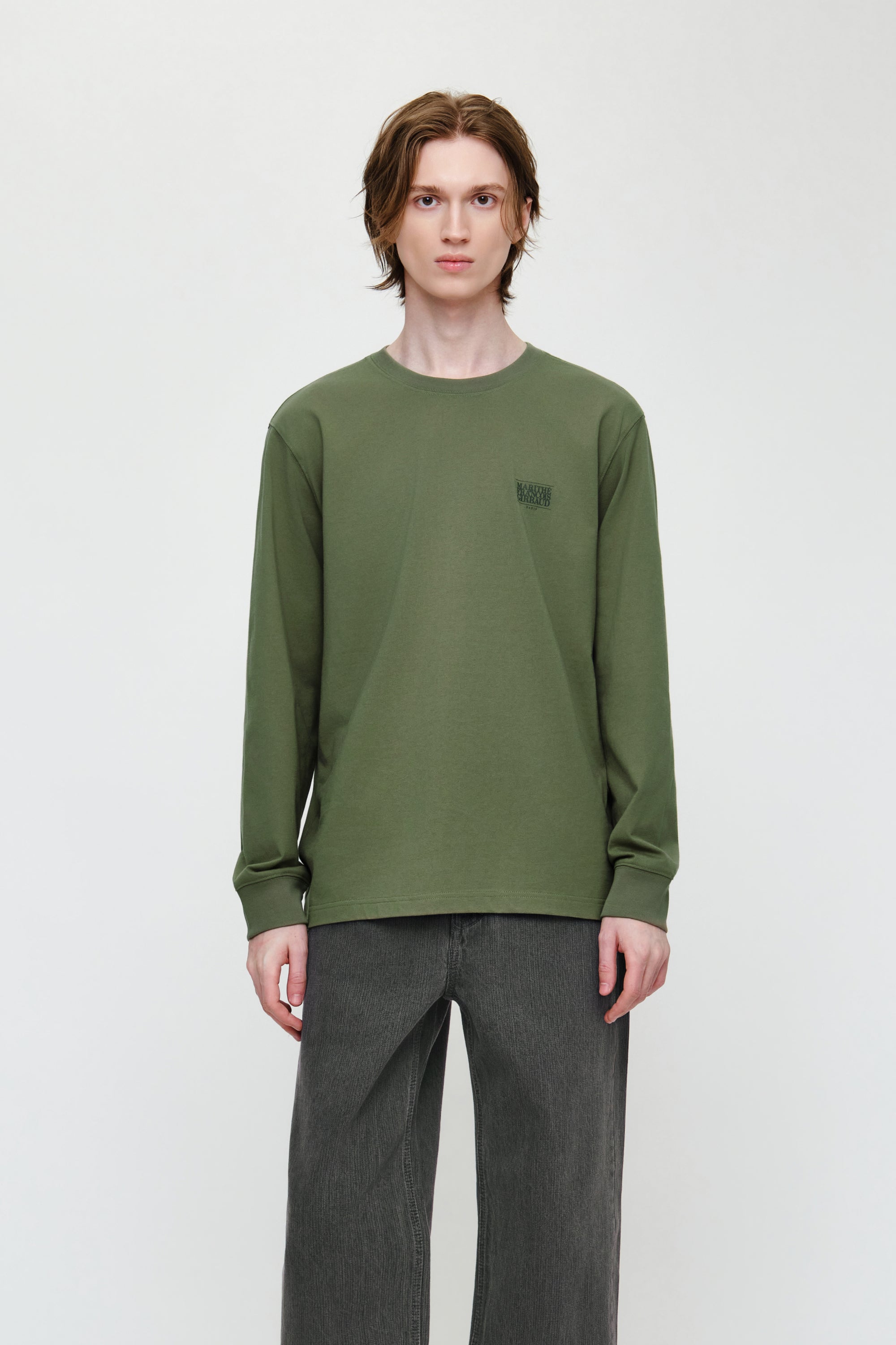 Small Classic Logo Long Sleeve Tee Khaki