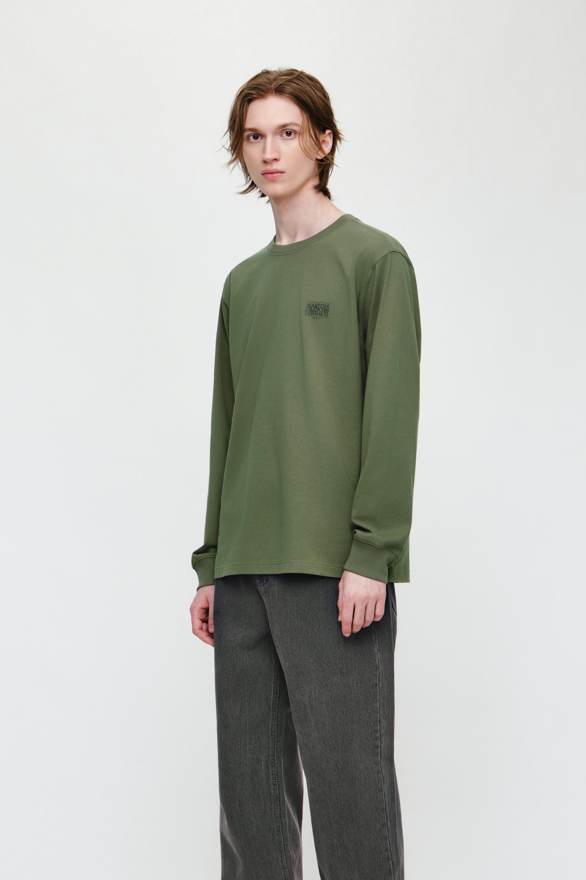 Small Classic Logo Long Sleeve Tee Khaki