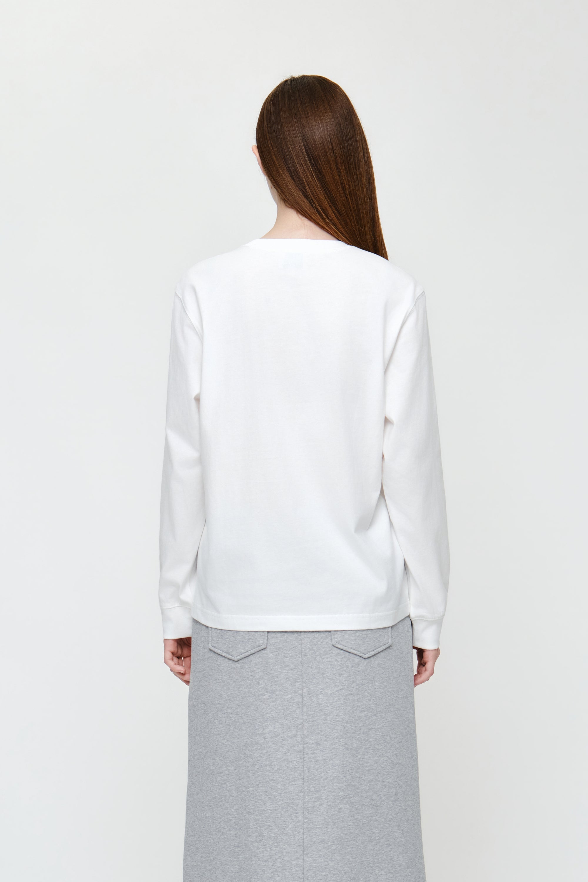 Small Classic Logo Long Sleeve Tee White